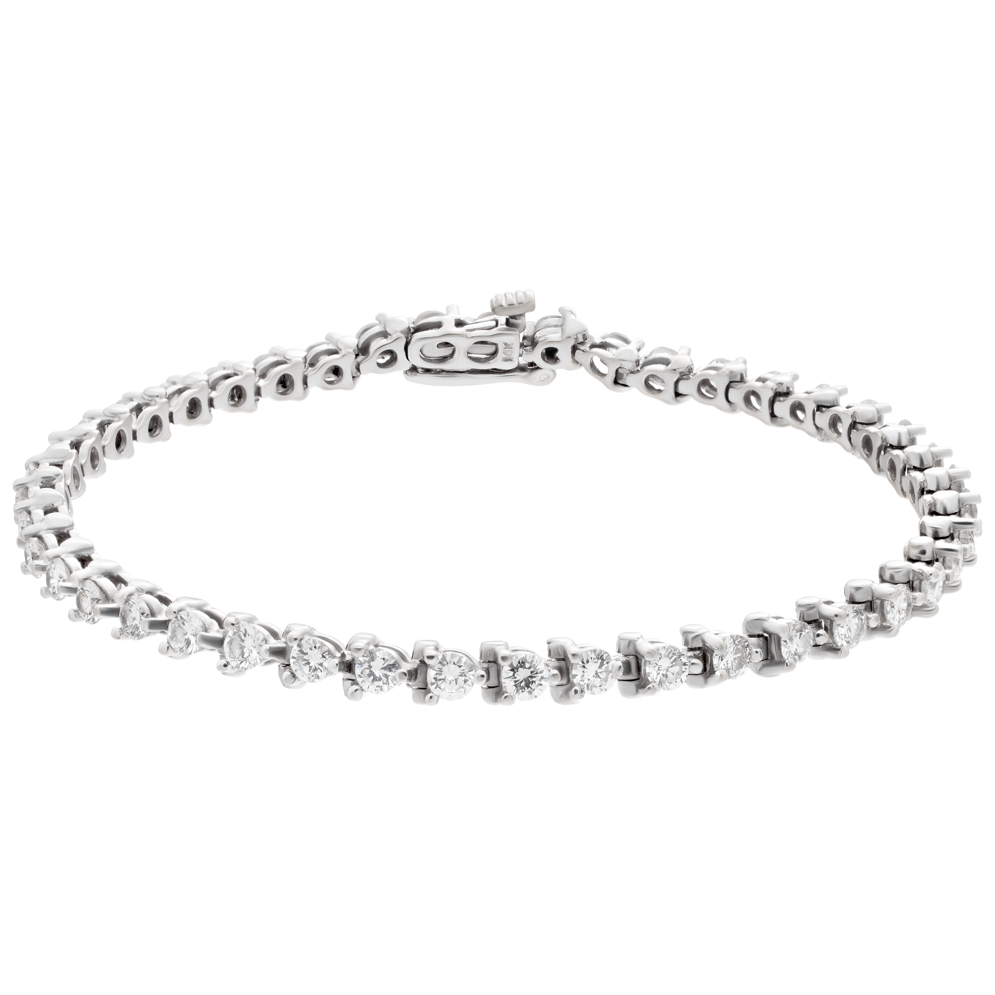 Diamond tennis bracelet with 3 carats in G-H color, VS-SI clarity in 14k white gold