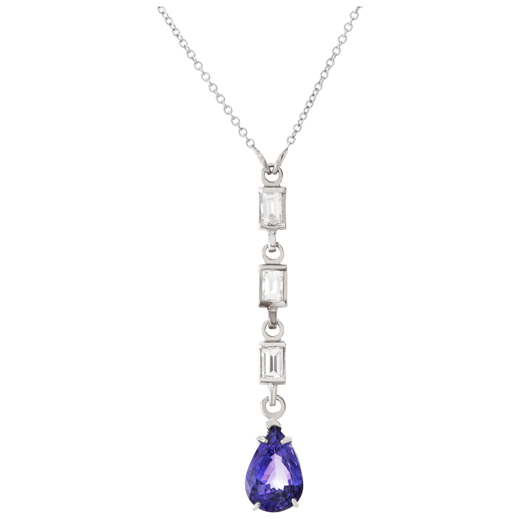 Necklace in 14k white gold with diamonds and tanzinite