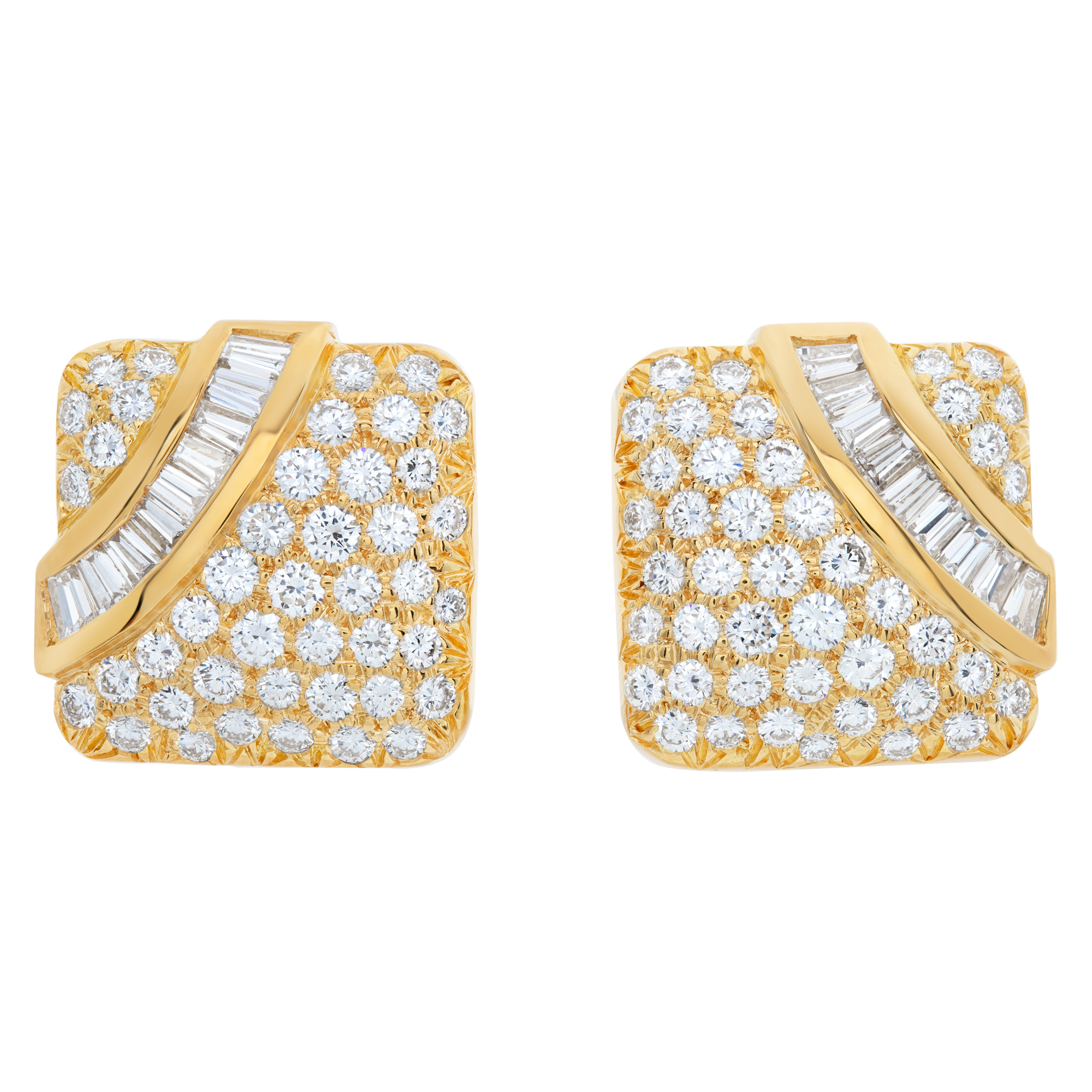 Square diamond clip on earrings in 18k