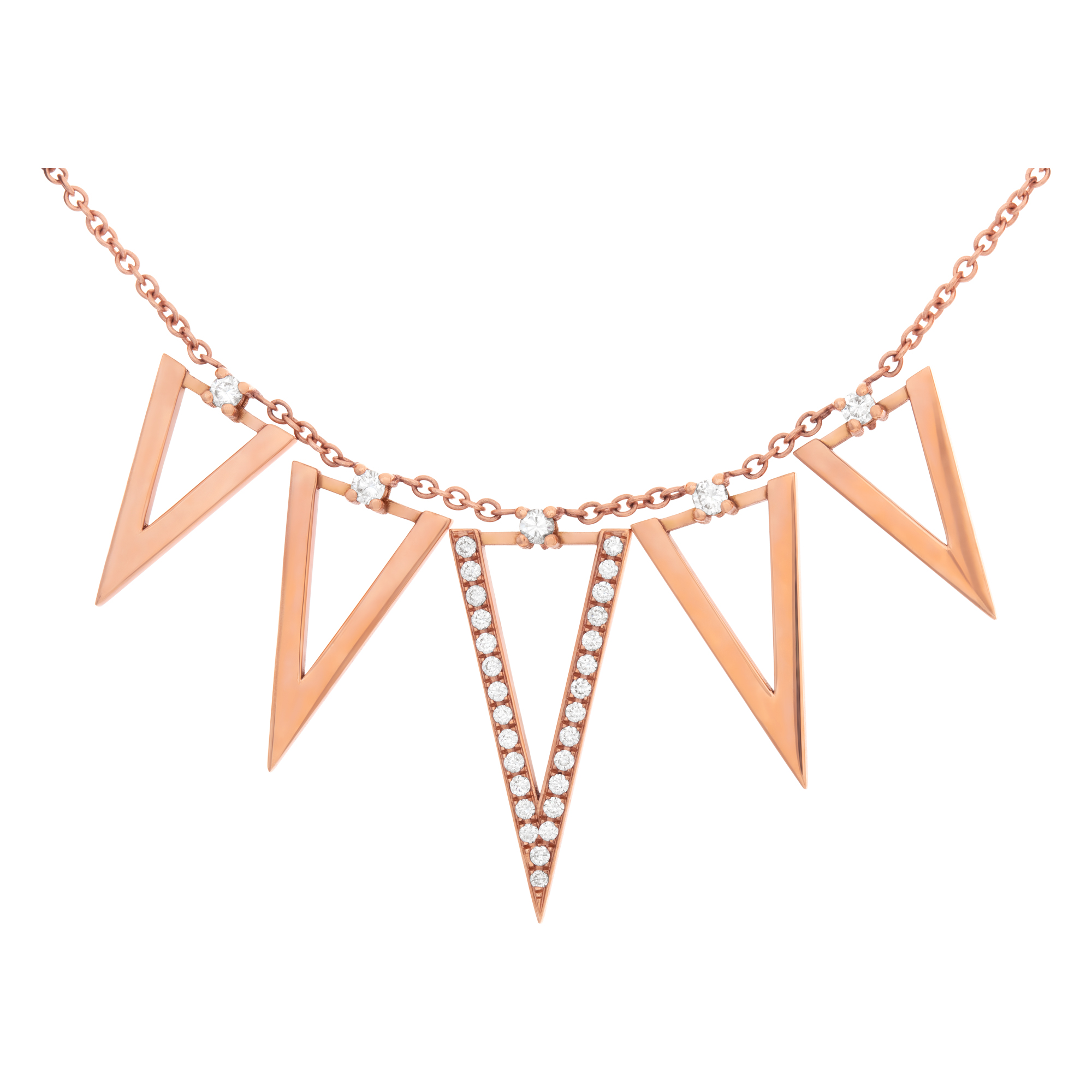 18k rose gold necklace with lovely & contemporary triangular pendants