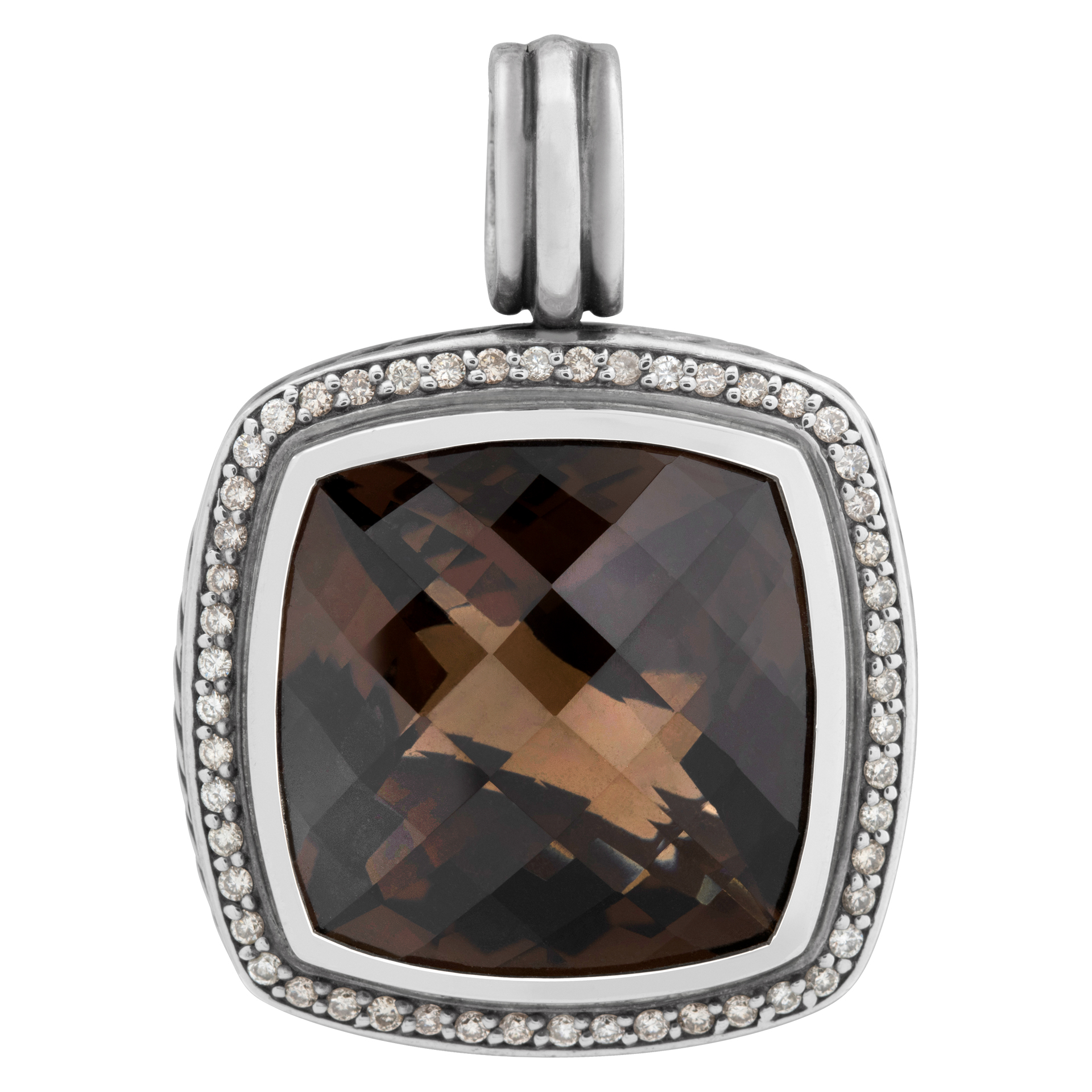 David Yurman Albion collection, smoky quartz & diamonds pendant, set in sterling silver