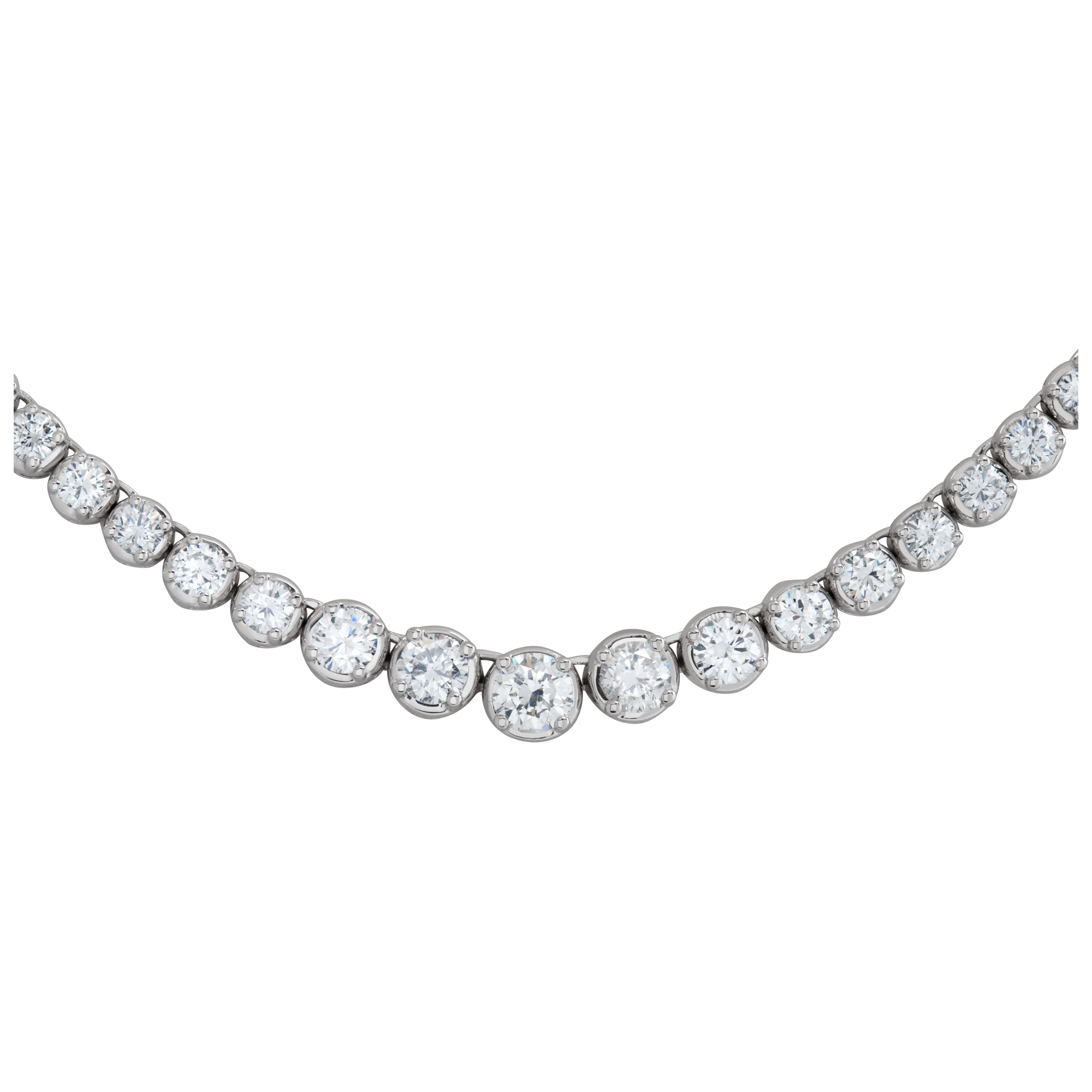 Diamond line necklace with aprox 6.00 carats round brilliant cut diamonds set in 18k white gold