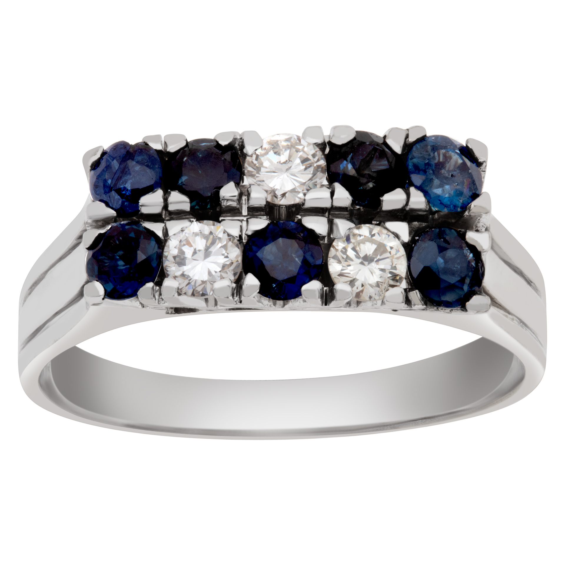 Sapphire and diamond station ring