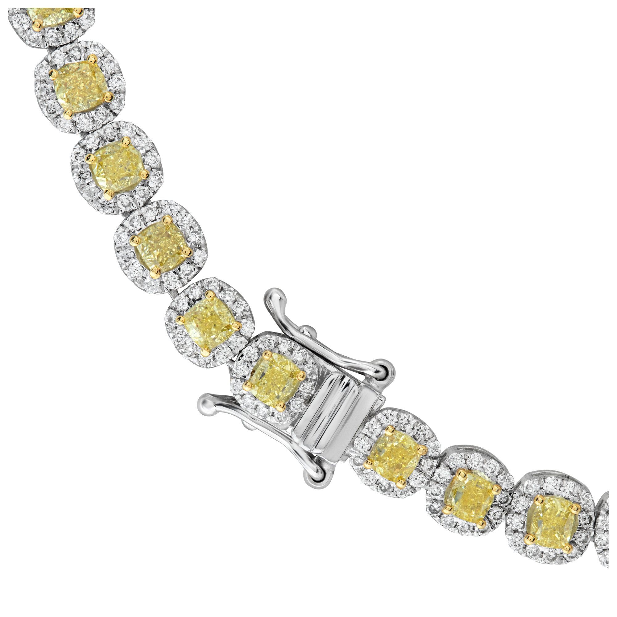 Riviera diamond necklace with GIA certified fancy intense yellow & white diamonds Total approximate weight: 19.07 carats set in 18K yellow & white gold