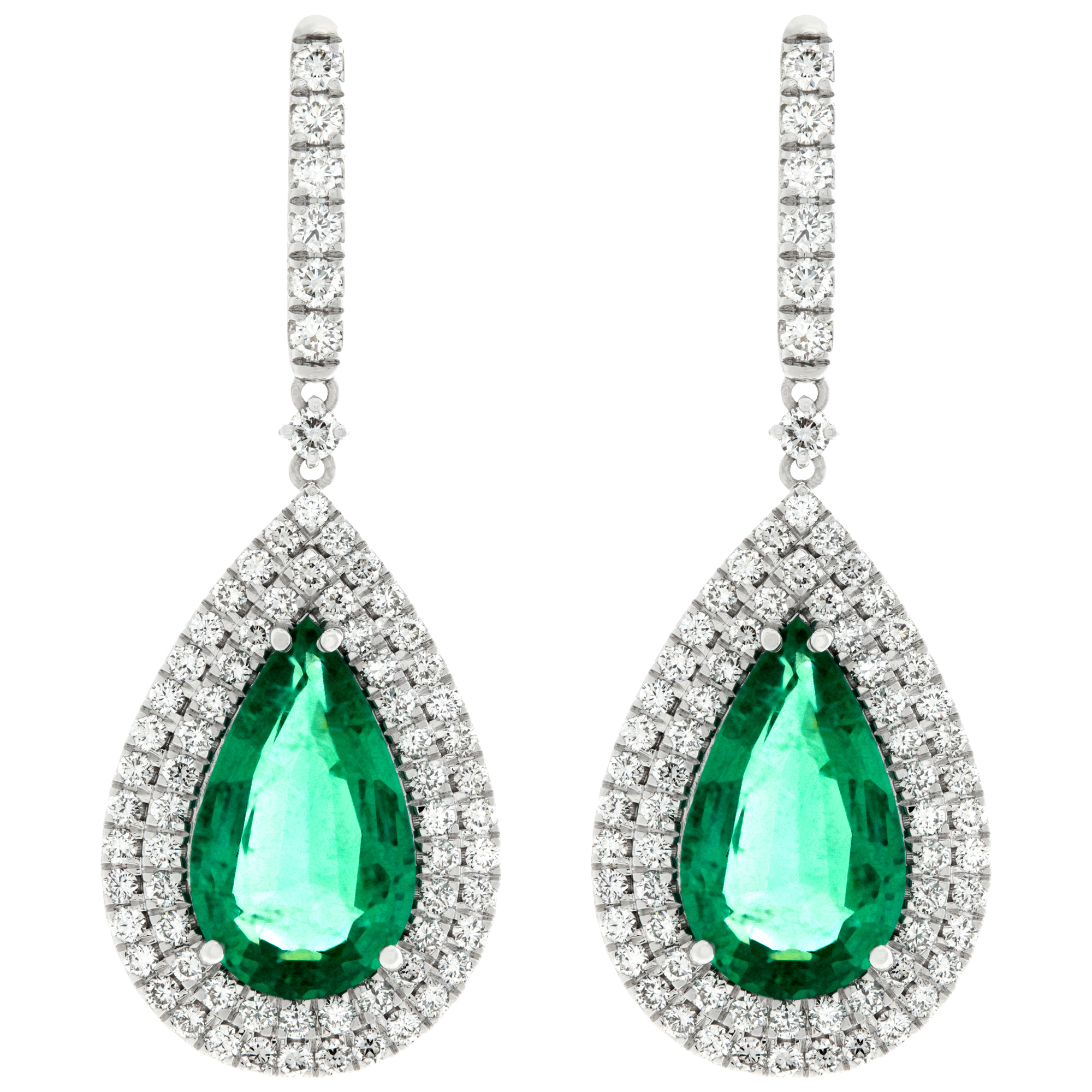 Emerald and diamond earrings in 18k white gold