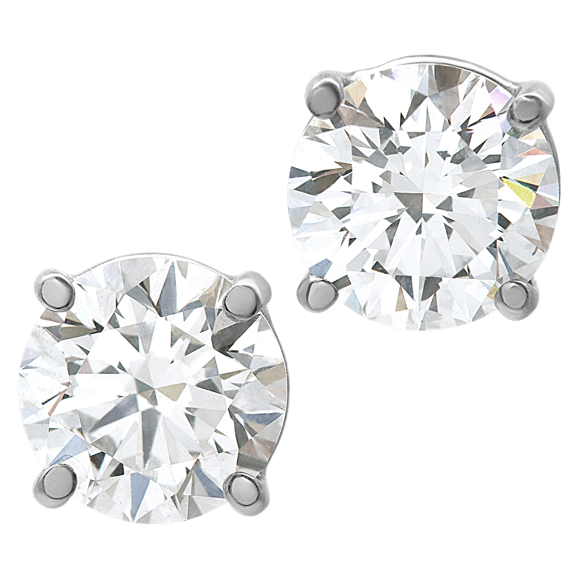 Pair of Diamond studs: 2.01 carats (I color, SI1 clarity) and 2.01 carats (H color, SI2 clarity).