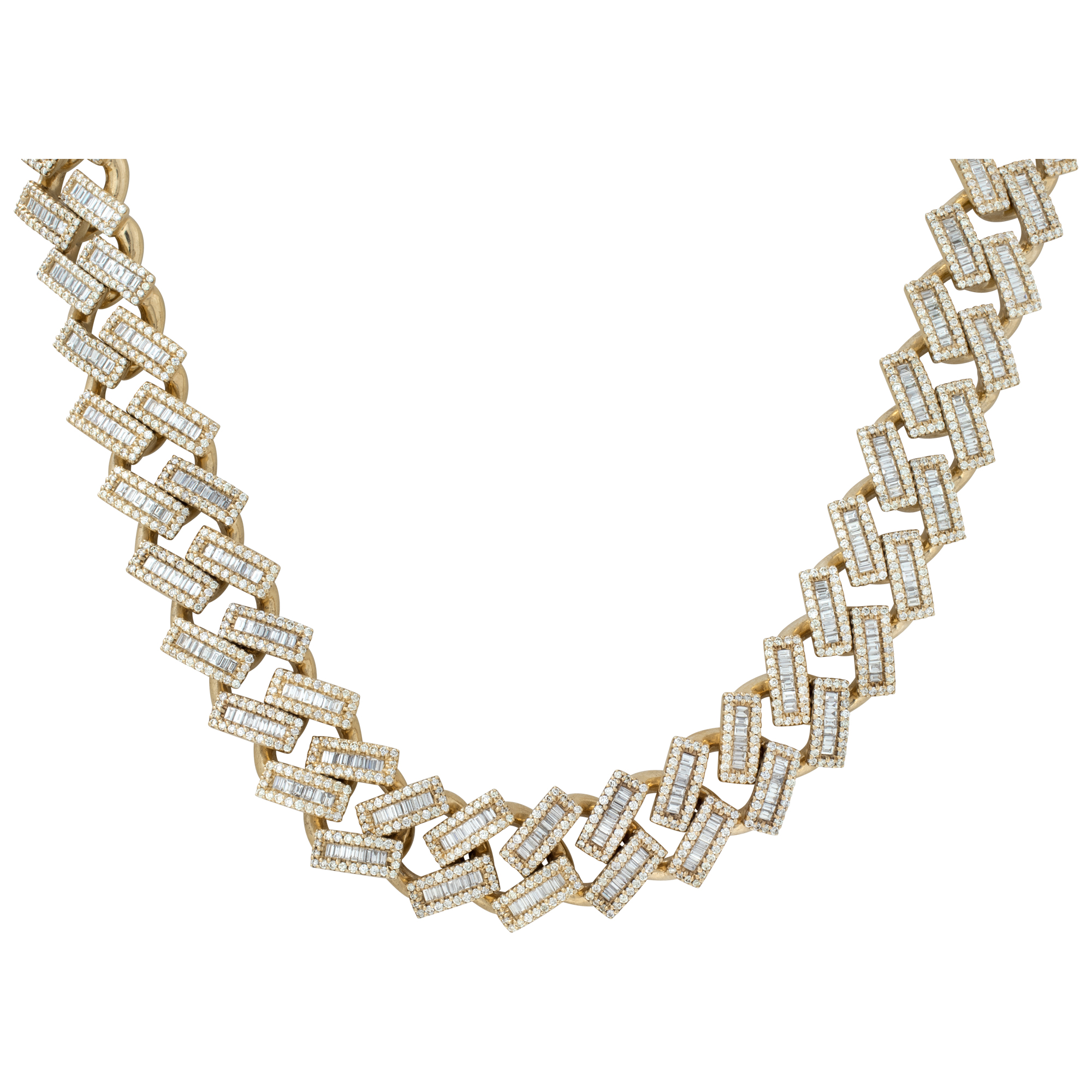 Heavy Miami Cuban Link diamond chain necklace in 10k gold with approx 15.50 carats