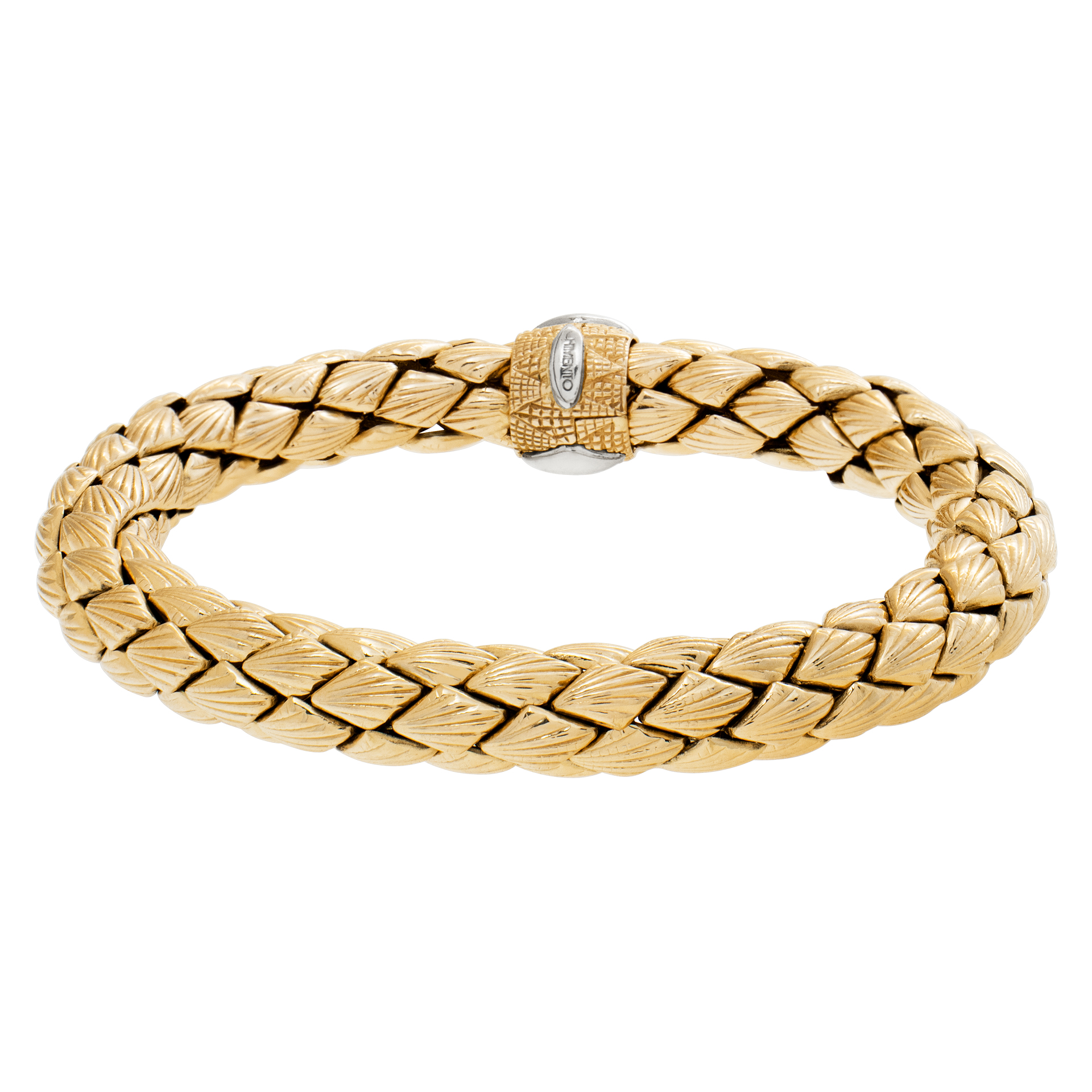 Chimento breaded bracelet in 18k yellow gold with diamond accent on the clasp.