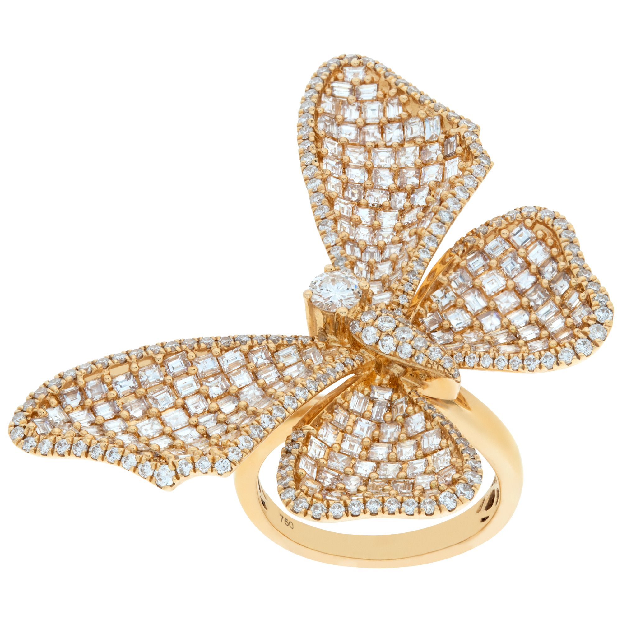 Sparkling Diamond Butterfly Ring In 18k