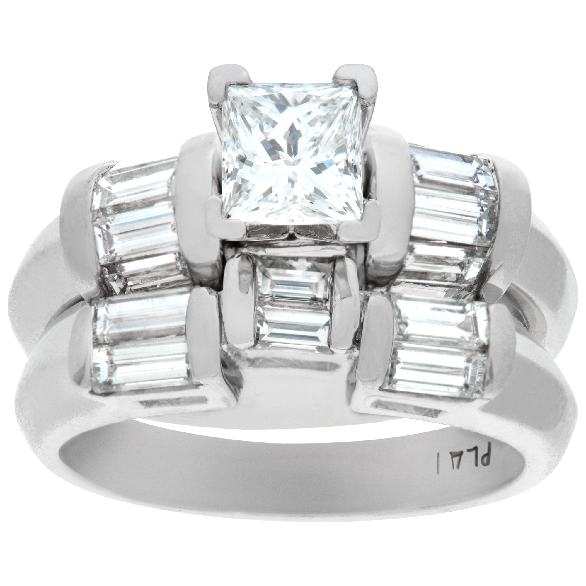 GIA certified rectangular modified brilliant cut 0.74 carat diamond (E color, SI1 clarity) (Stones)