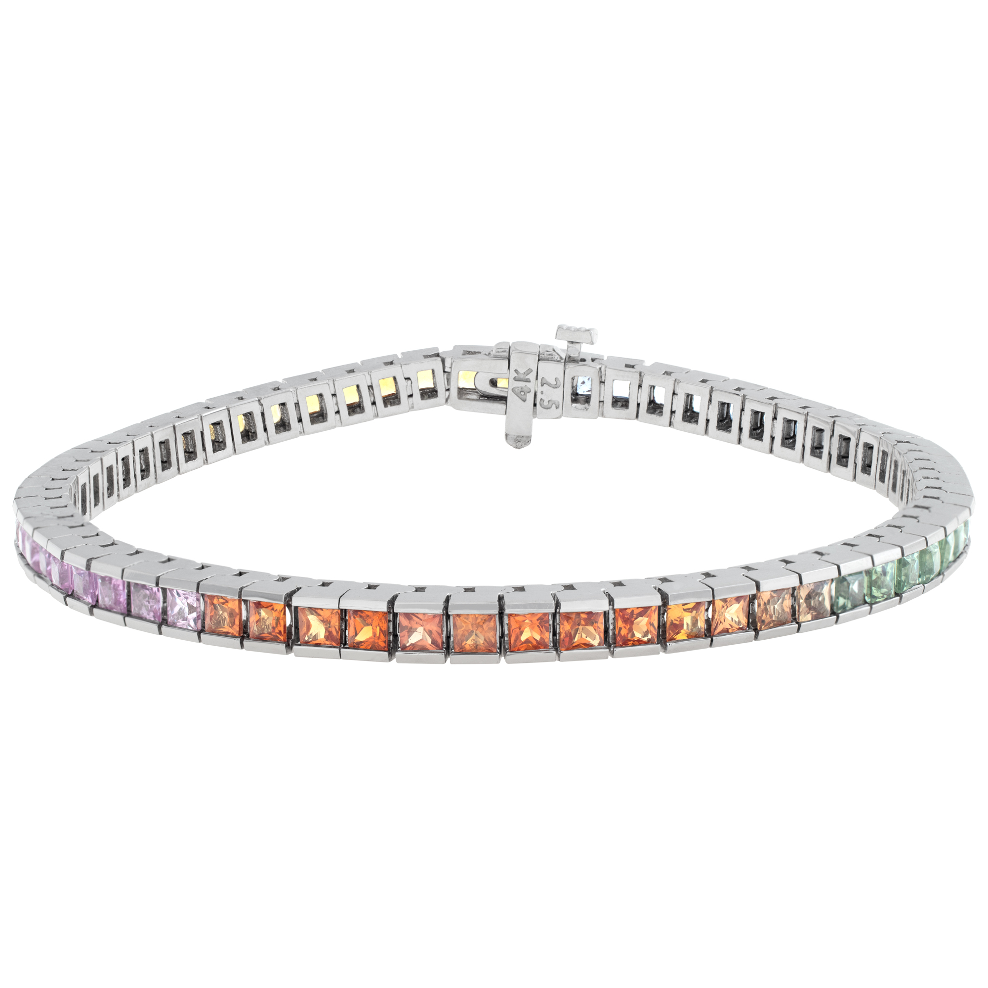 Multi-Color Sapphire bracelet set in 14k white gold with 8.50 carats in sapphires.