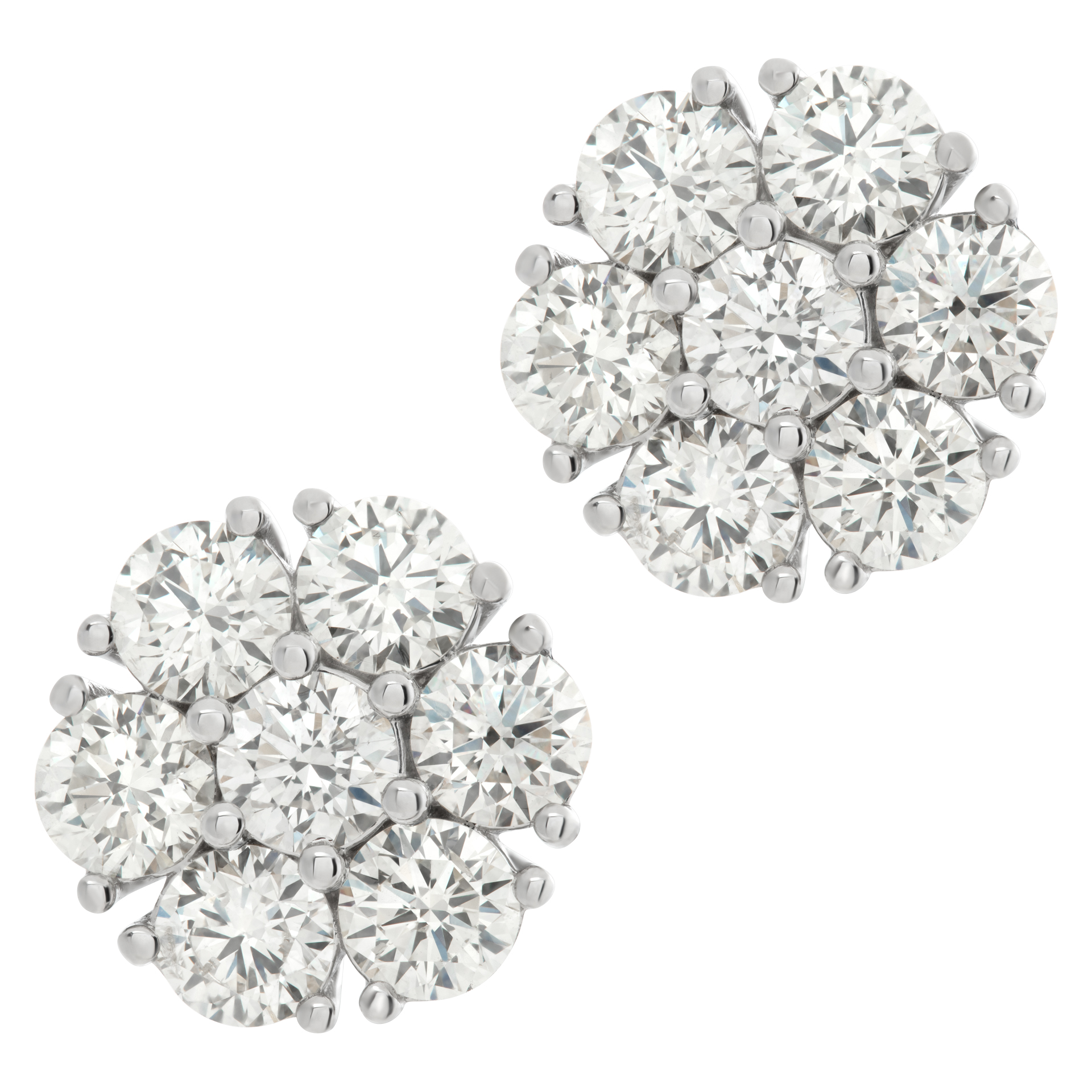 Diamond earrings in 14k white gold with 2.85 carats in diamonds.