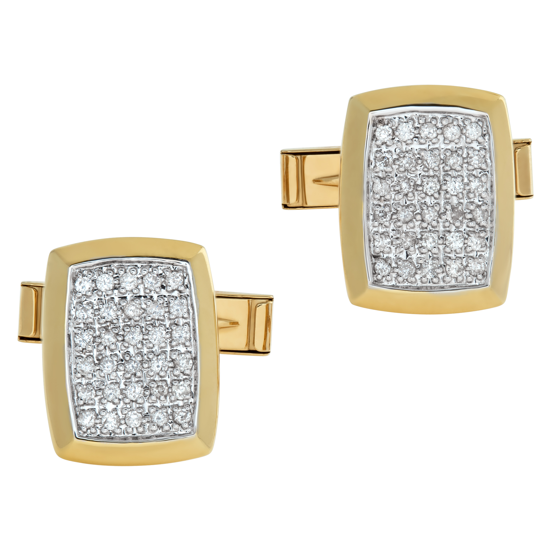 Cuff Links In 14k Yellow Gold With Diamonds (Stones)