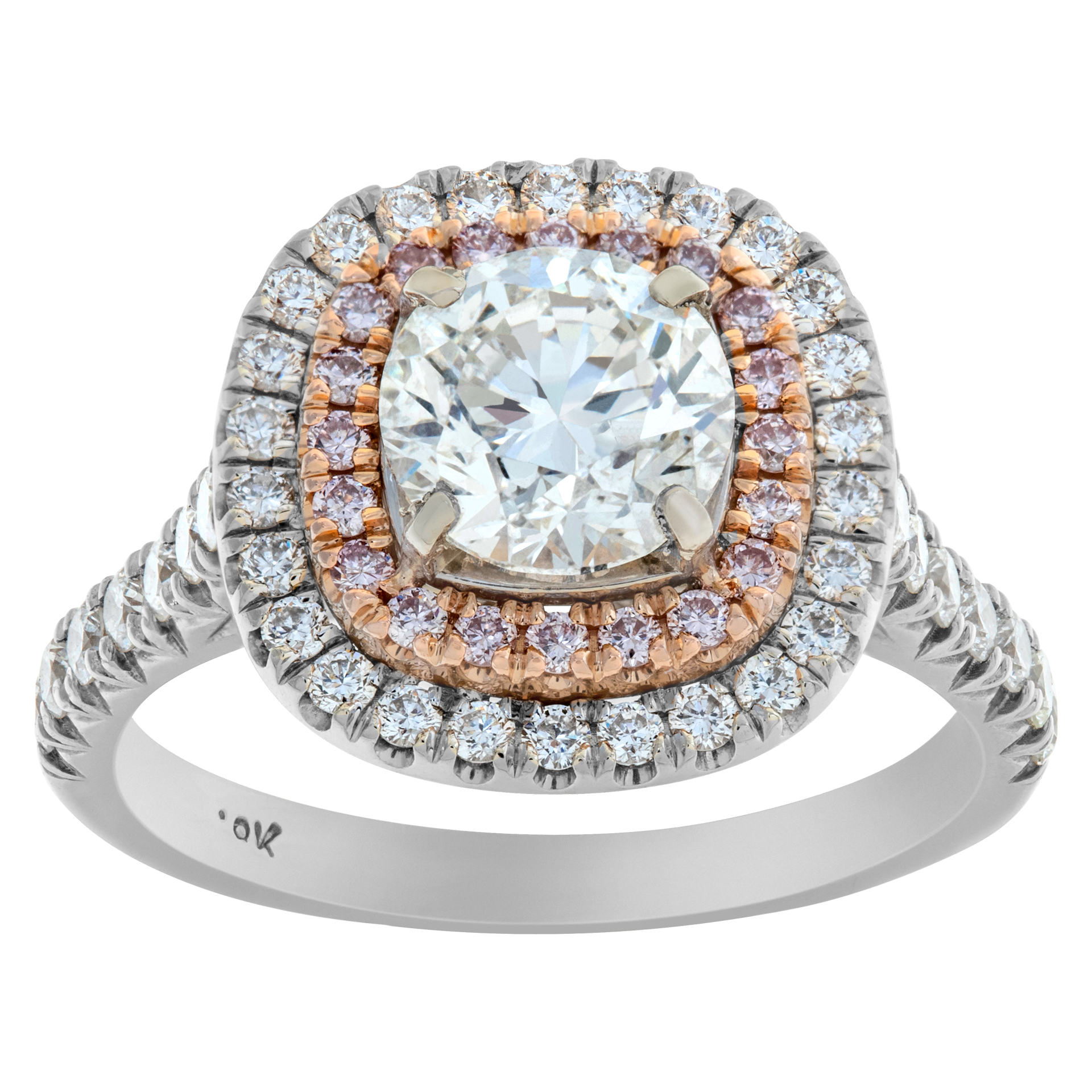 Diamond ring in 18k white and rose gold with approx 1 carat center diamond