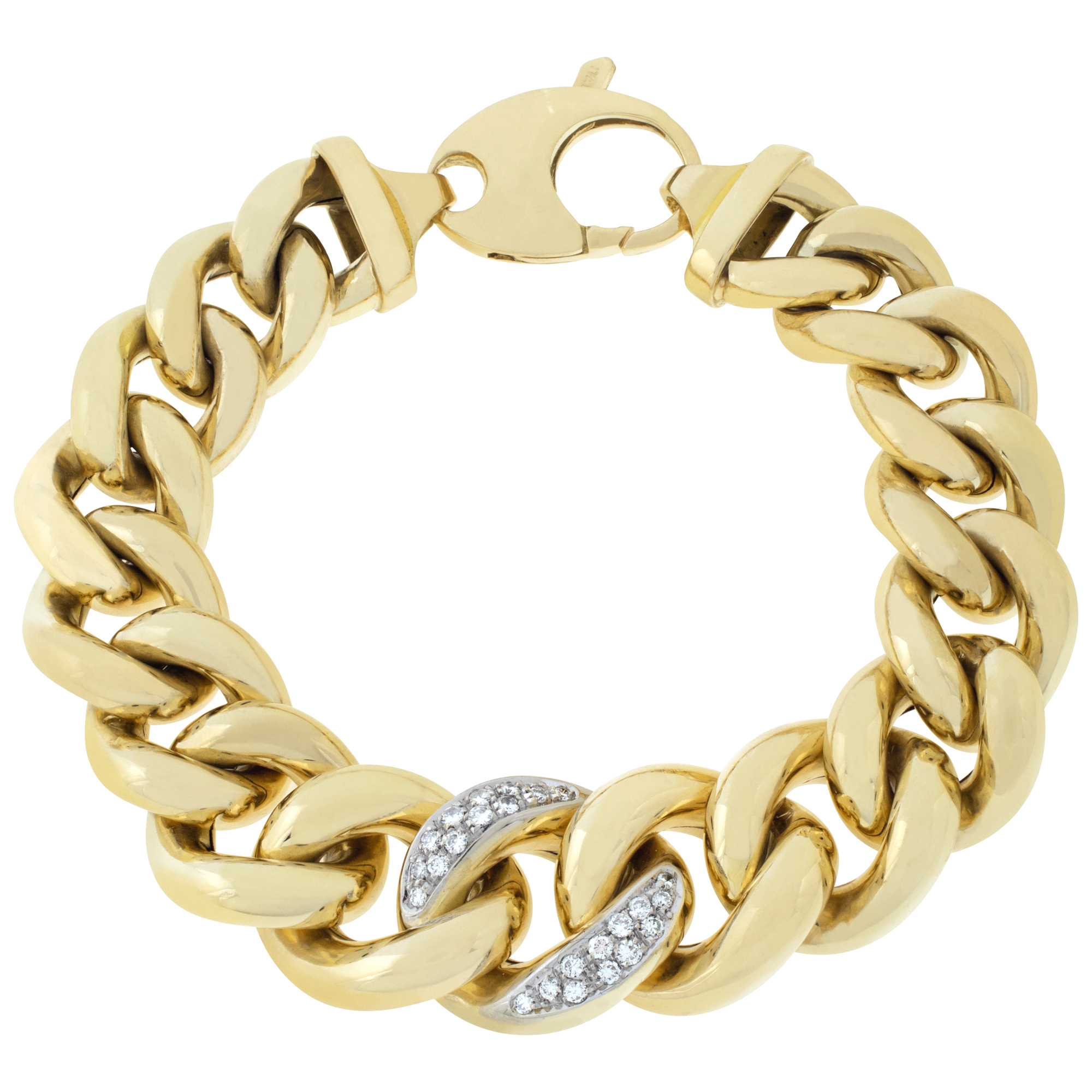 Light Weight 18k chain bracelet with pave diamond accents