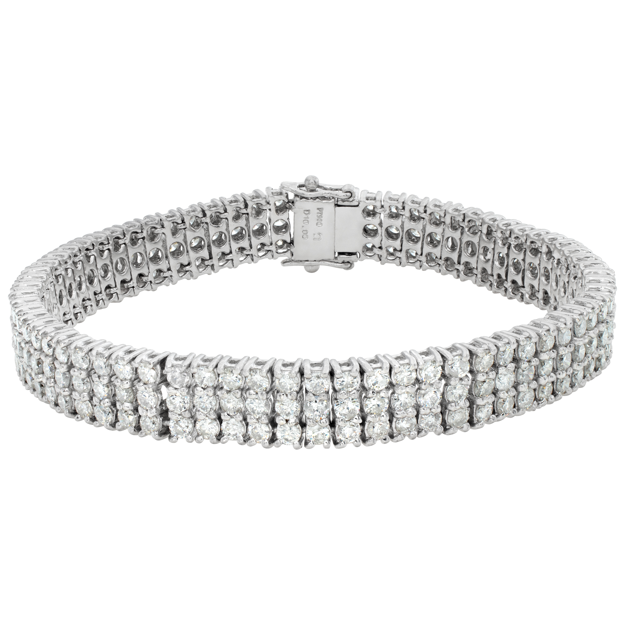 Platinum line bracelet with approx 10 carats in diamonds