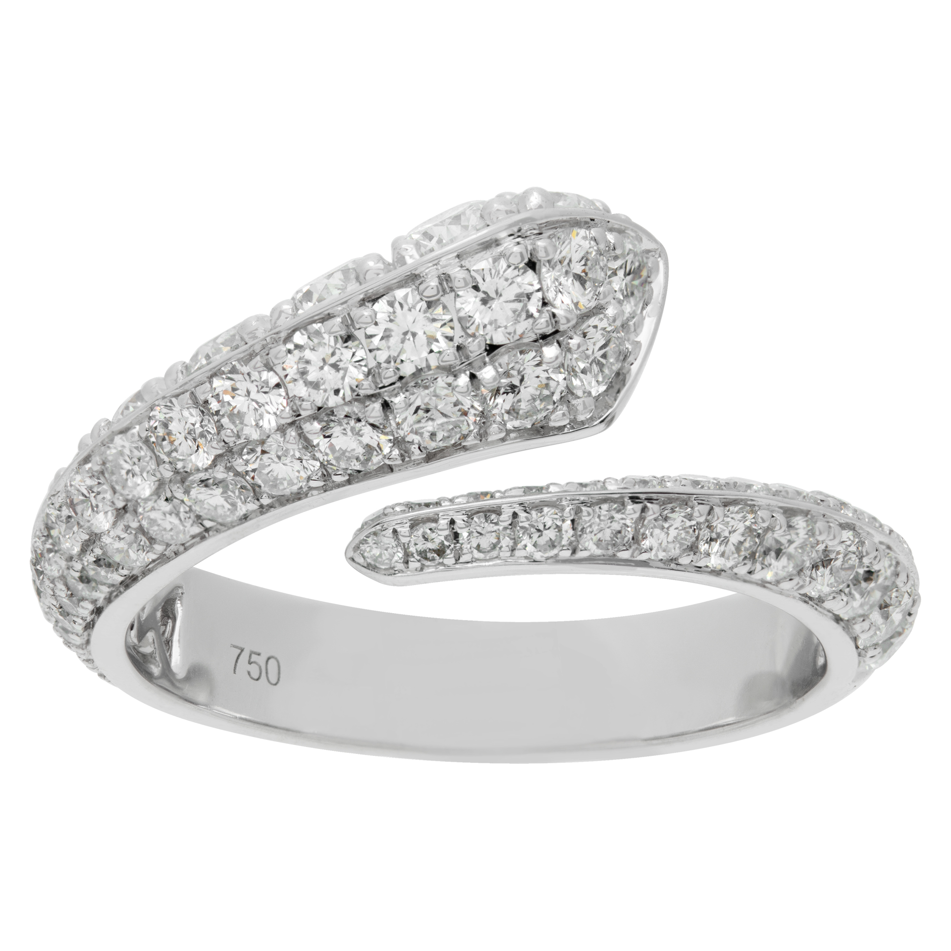 Diamond crossover ring in 18k white gold size 6.5