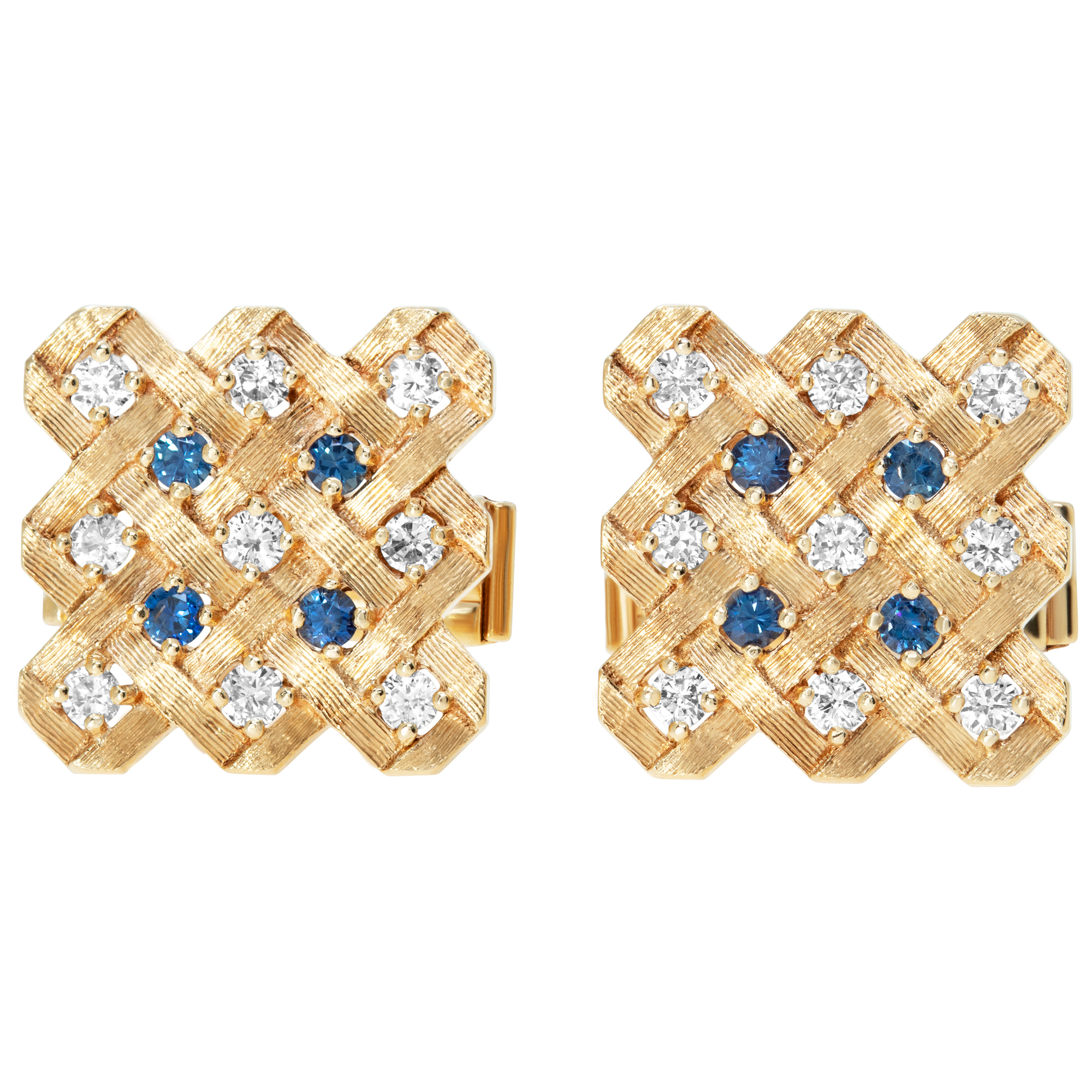 Diamond and sapphire cufflinks in 14k (Stones)