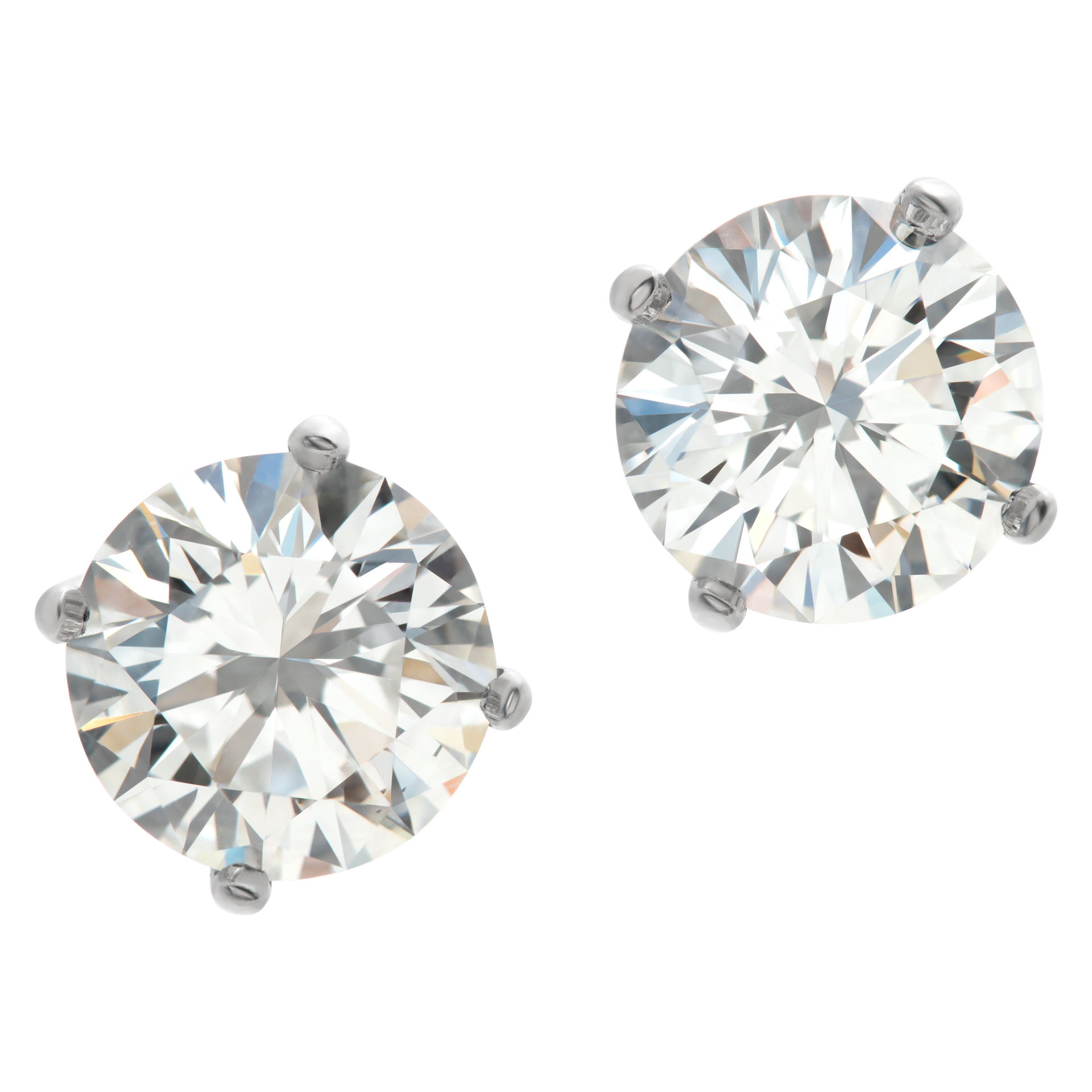GIA certified round brilliant cut diamond studs 1.10 carat (H color, I2 clarity) and 1.03 carat (I color, SI1 clarity)