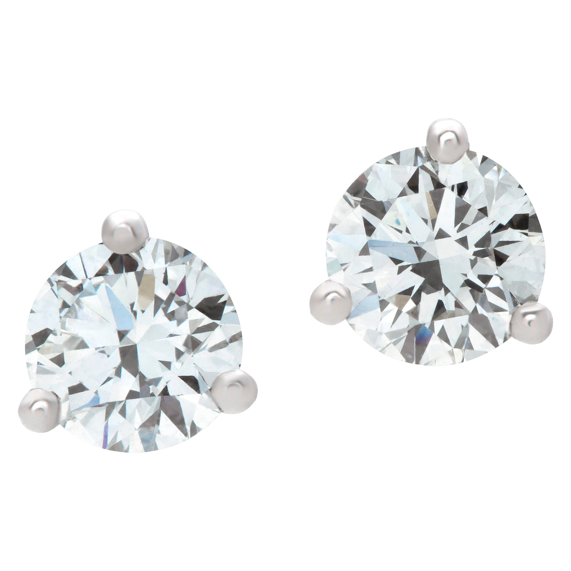 GIA certified round brilliant cut diamond stud earrings set in 18k white gold "Martini" mounting