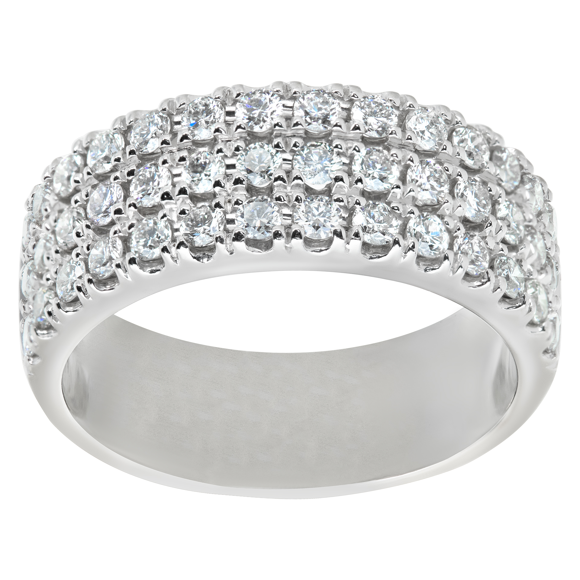 Triple row pave set Effy diamond ring with approx 0.60 cts in diamonds in 14k white gold