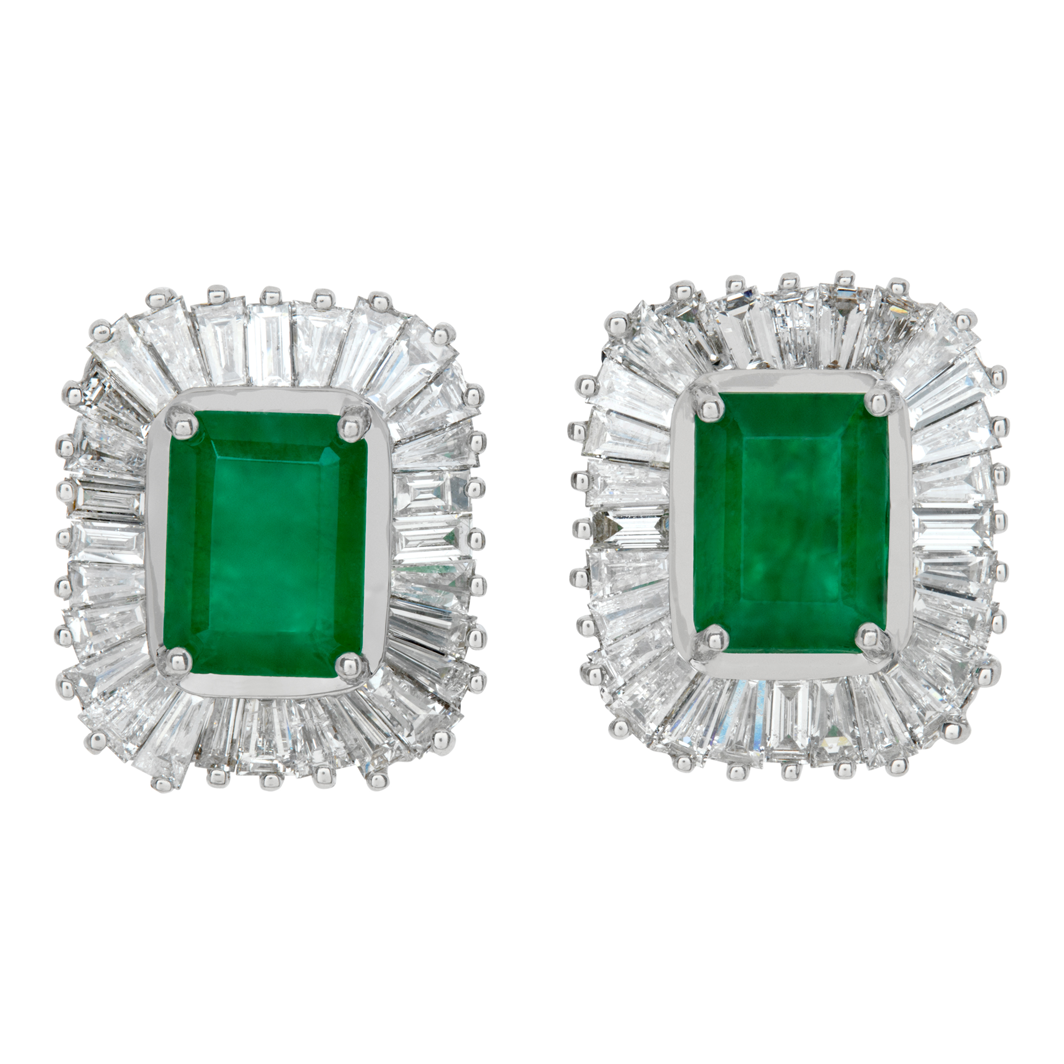 Emerald and diamond stud earrings in 18k white gold (Stones)