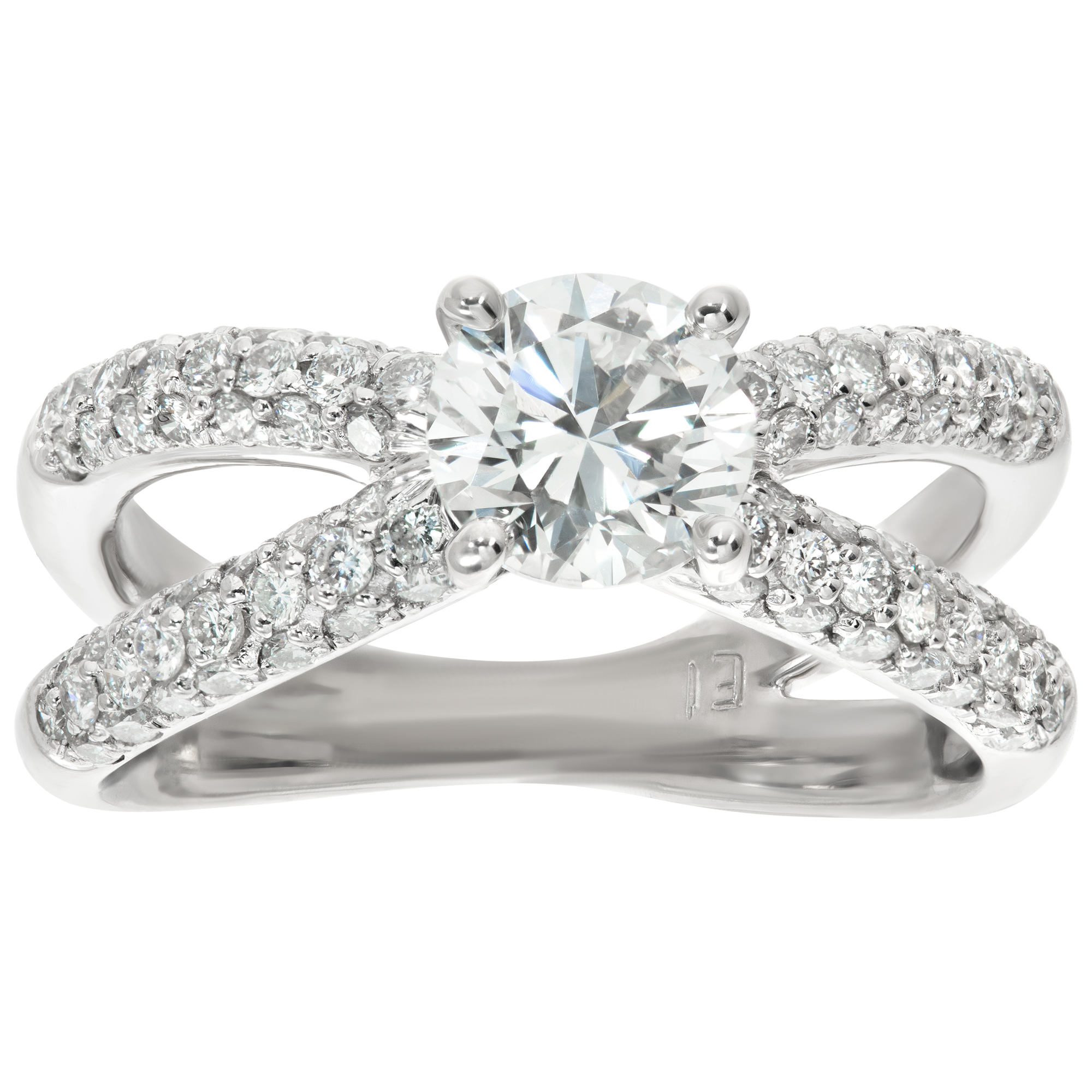 GIA certified round brilliant cut 1.01 carat diamond (E color, VVS2 clarity) ring