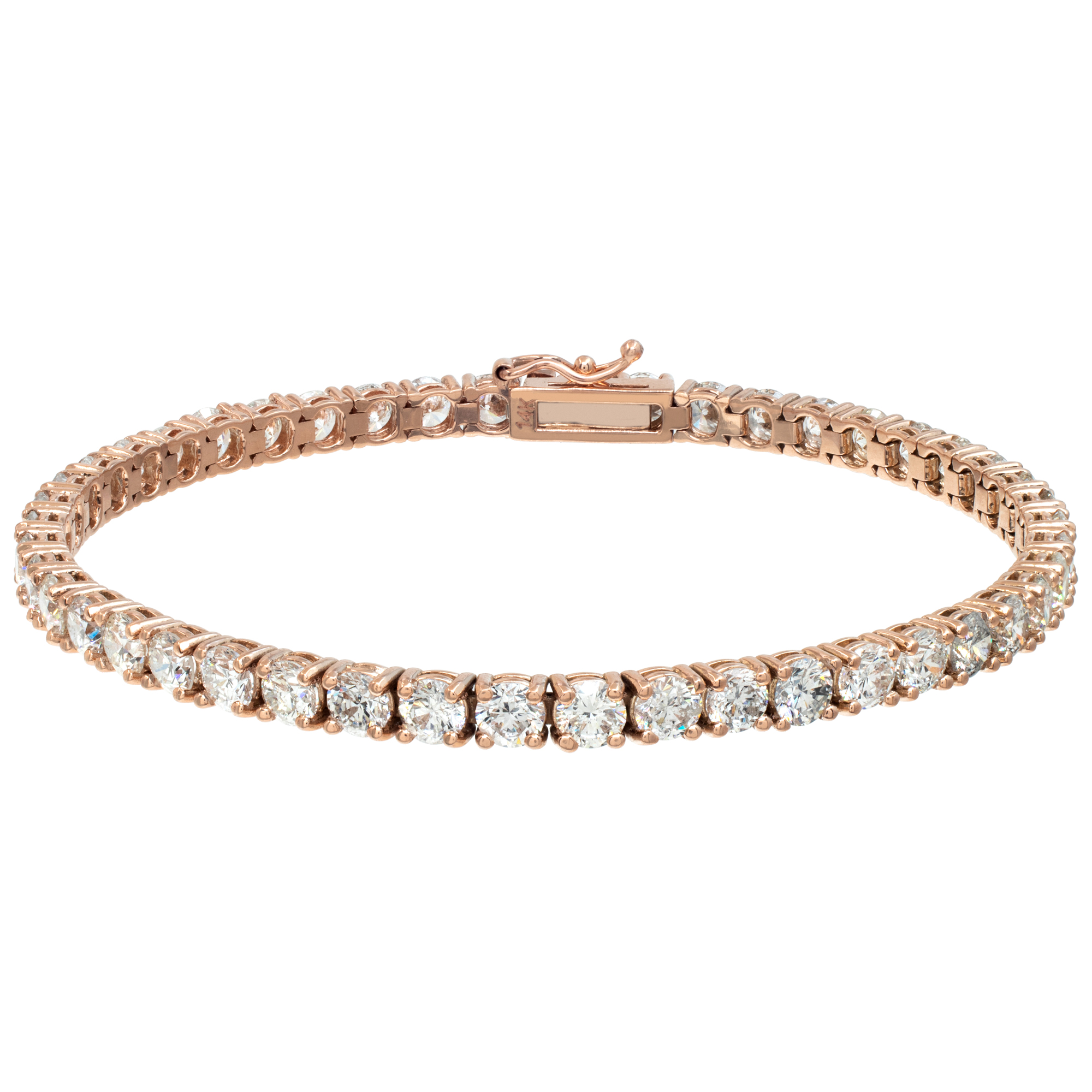 Diamond line bracelet in 14k rose gold with approximately 7.93 carats