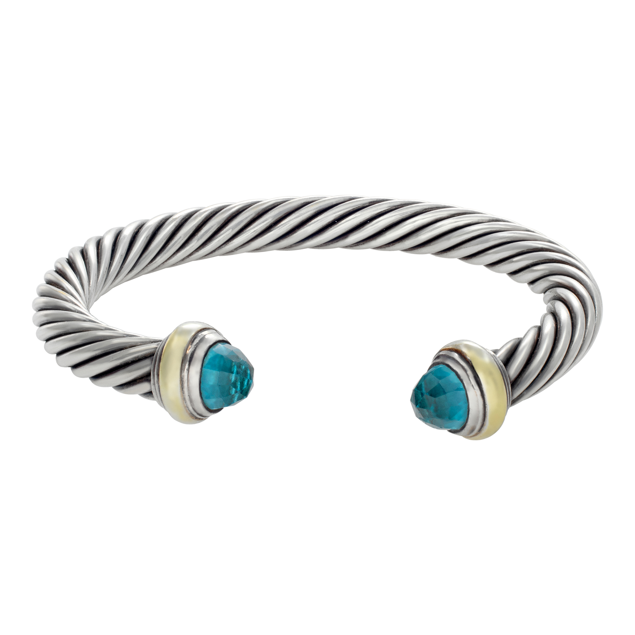 David Yurman Cable bracelet in sterling silver with blue topaz accents