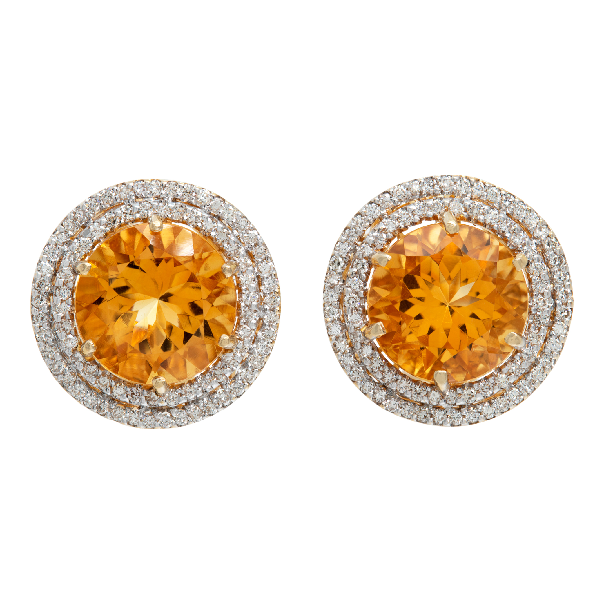 Citrine earrings with diamond accents in 18k yellow gold (Stones)
