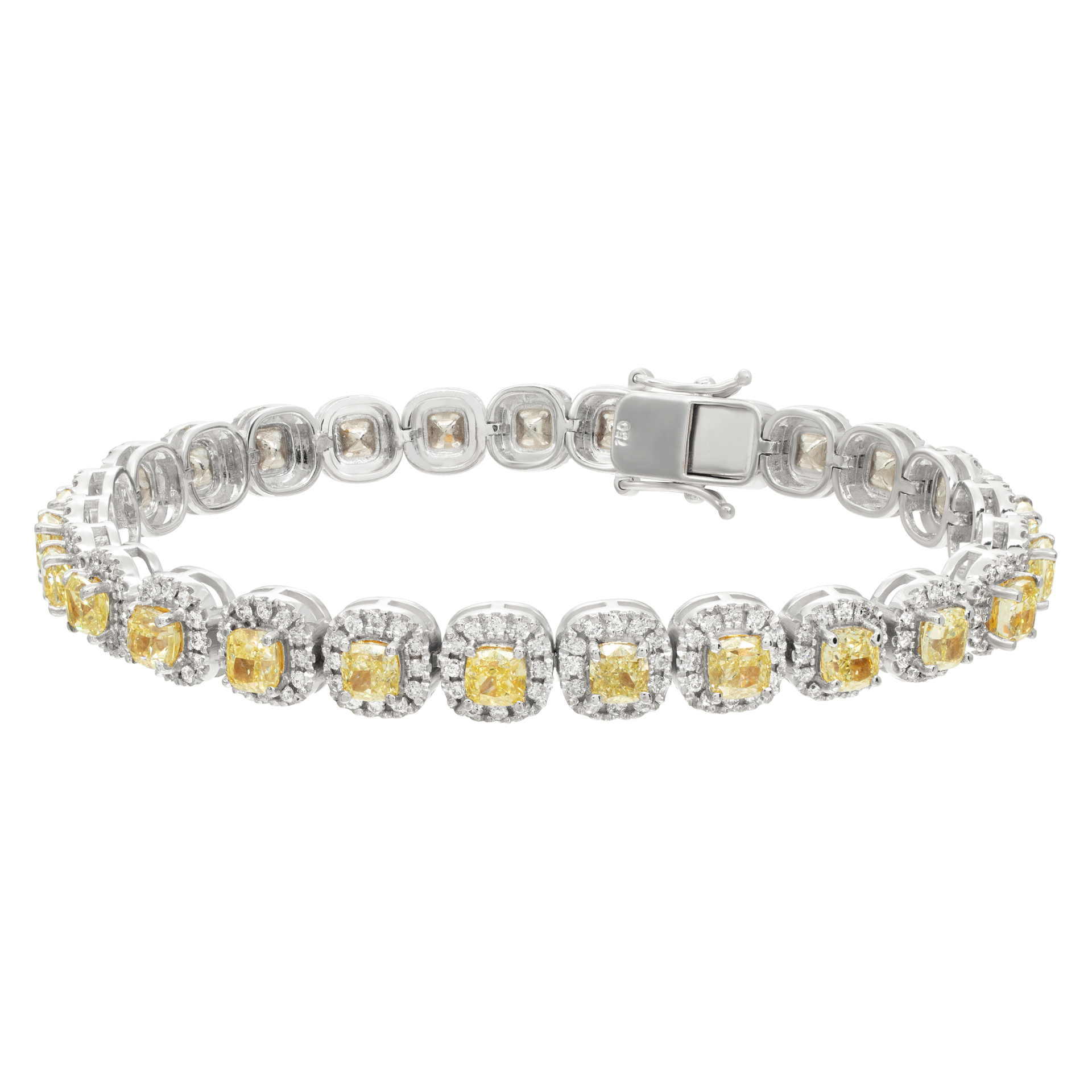 Yellow & white diamond bracelet in 18k white gold