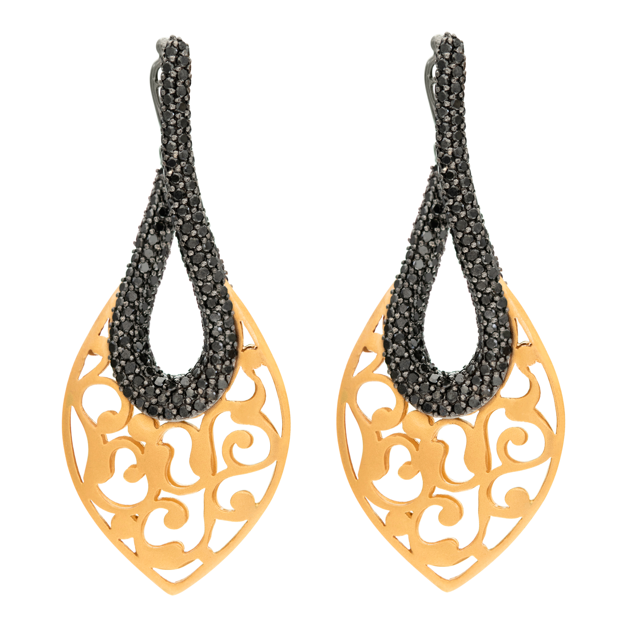 ARMAGGAN handmade 18k black & yellow gold basket earrings
