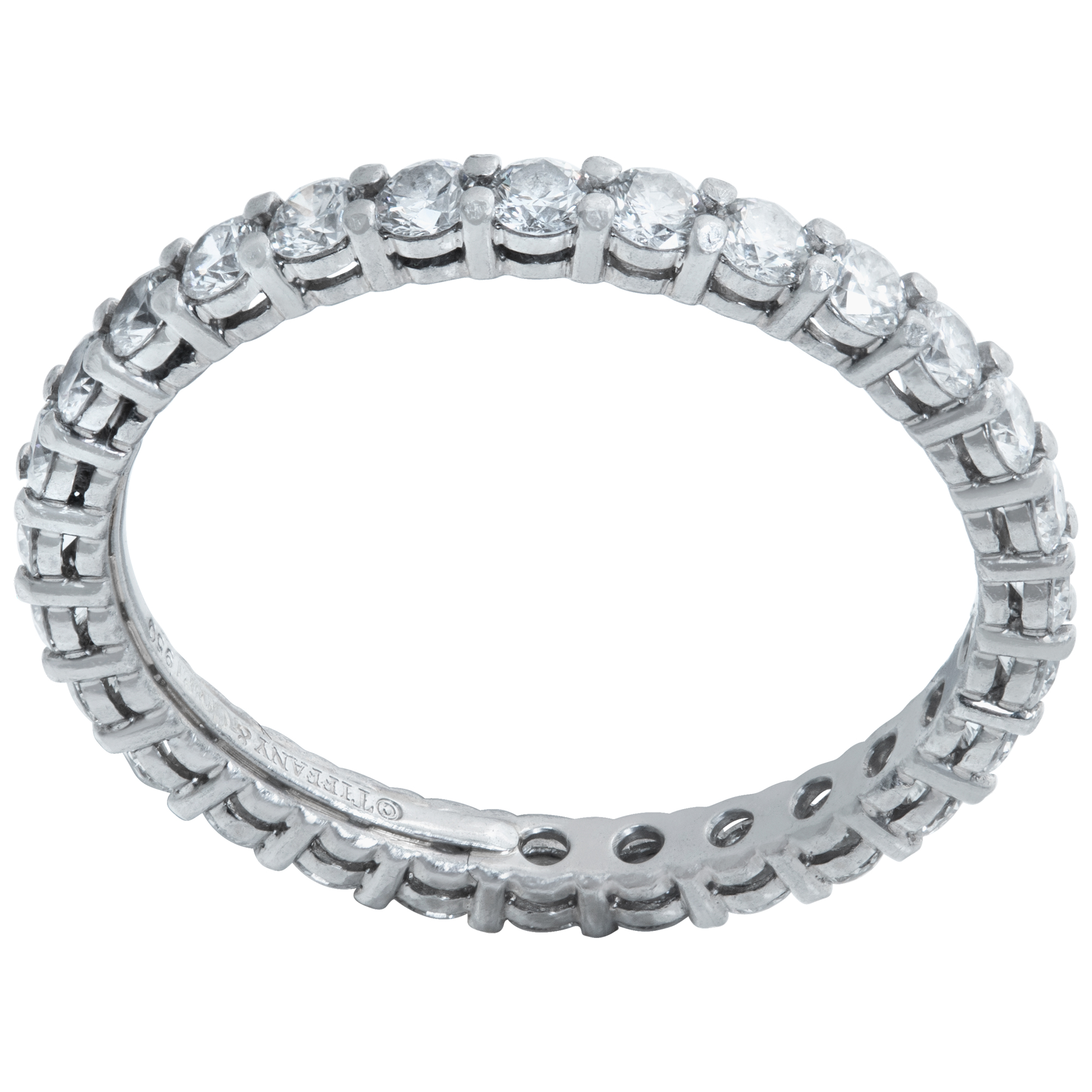 Tiffany & Co. Forever band ring in platinum with a full circle of diamonds, 0.85 carats, G color, VS clarity, size 6.5