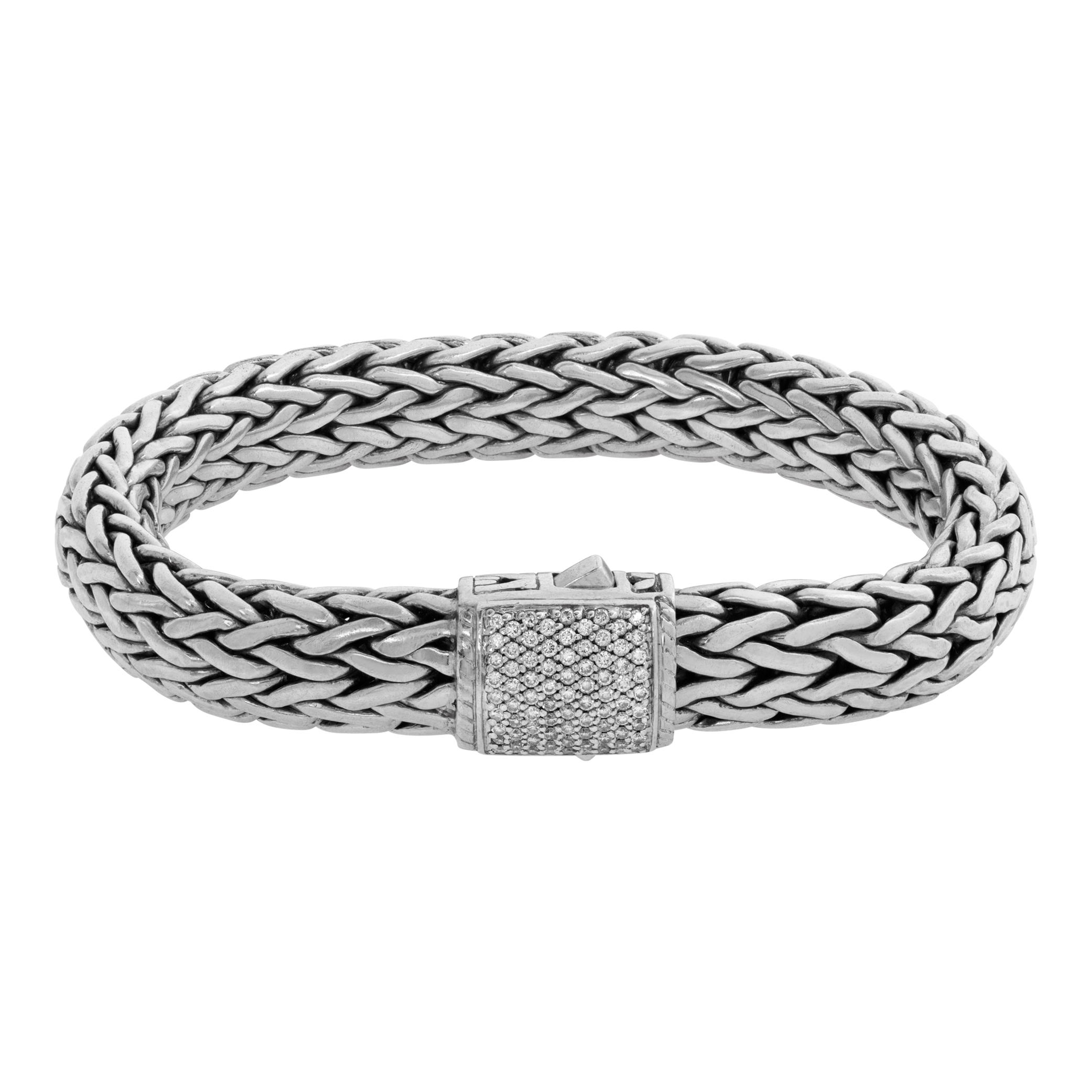 John Hardy Classic Chain bracelet in sterling silver w/ pave diamonds (Stones)
