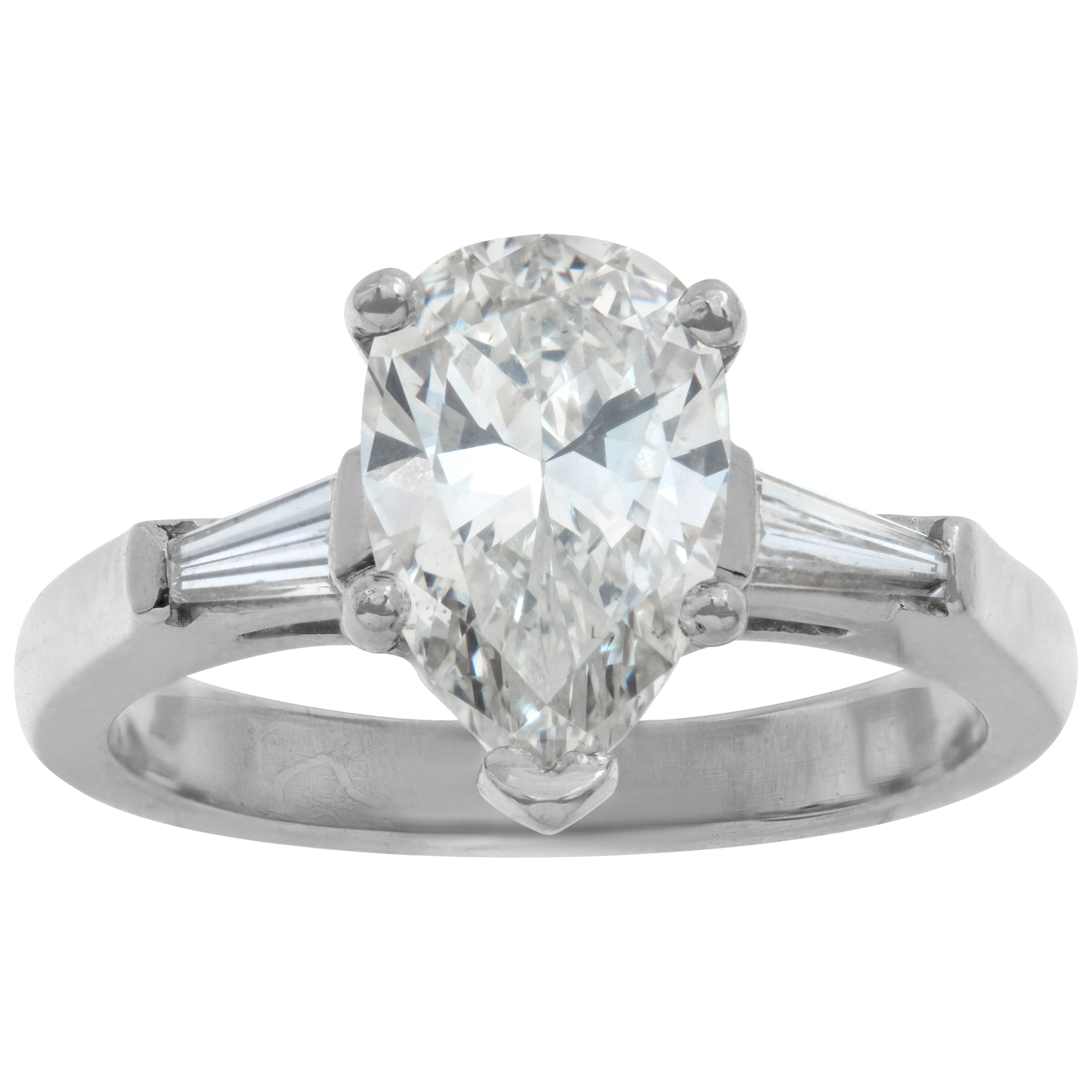 GIA certified pear brilliant shape 1.72 carat diamond (J color, SI1 clarity) ring