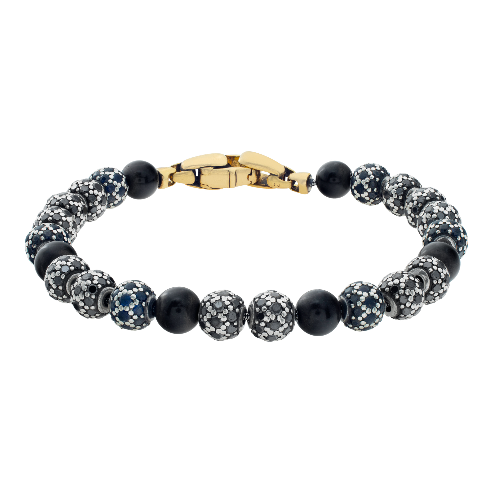 David Yurman Spiritual Bead bracelet with black onyx, blue sapphires and black diamonds in 18k