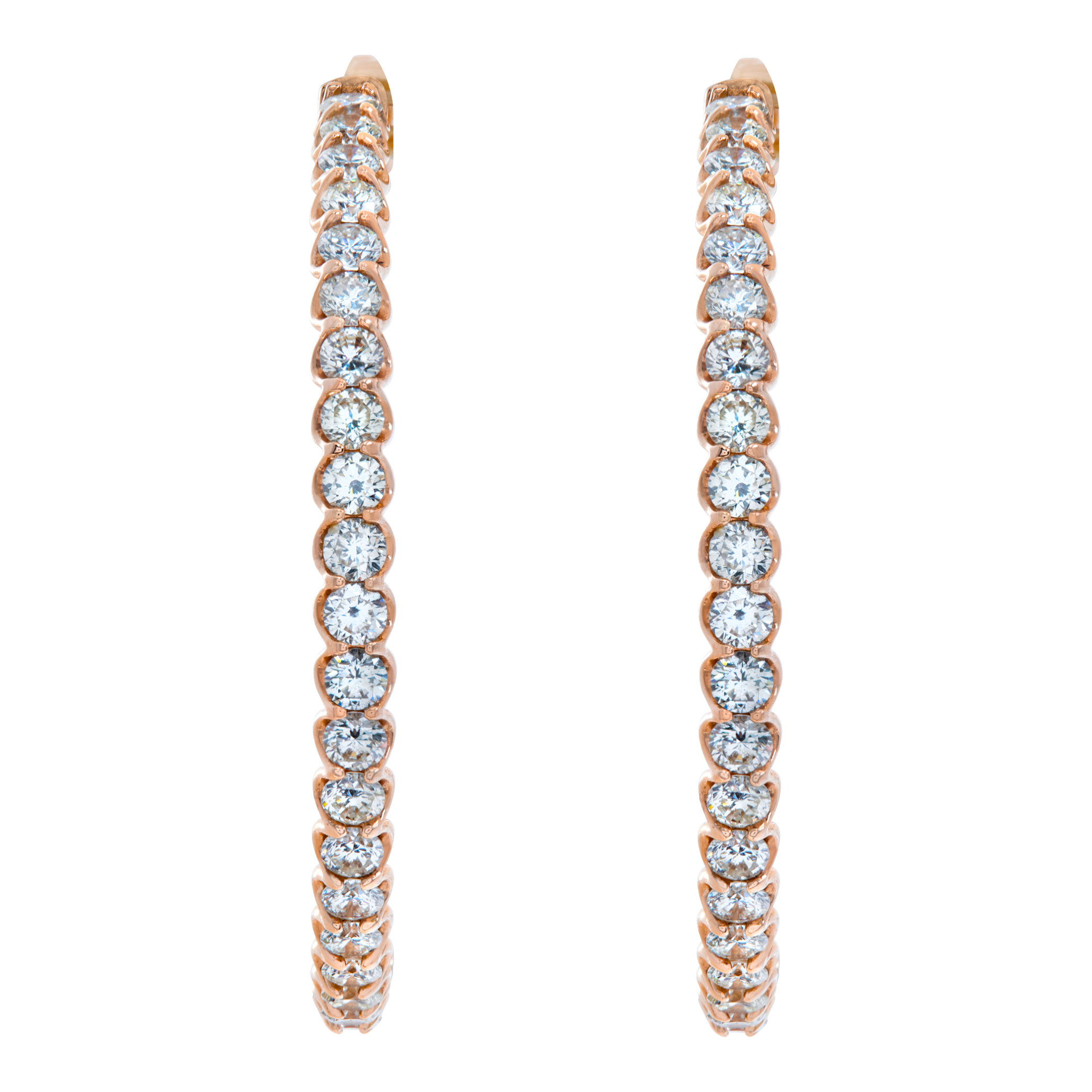 Inside-out large diamond hoops with 5.02 carats in 14k rose gold (Stones)