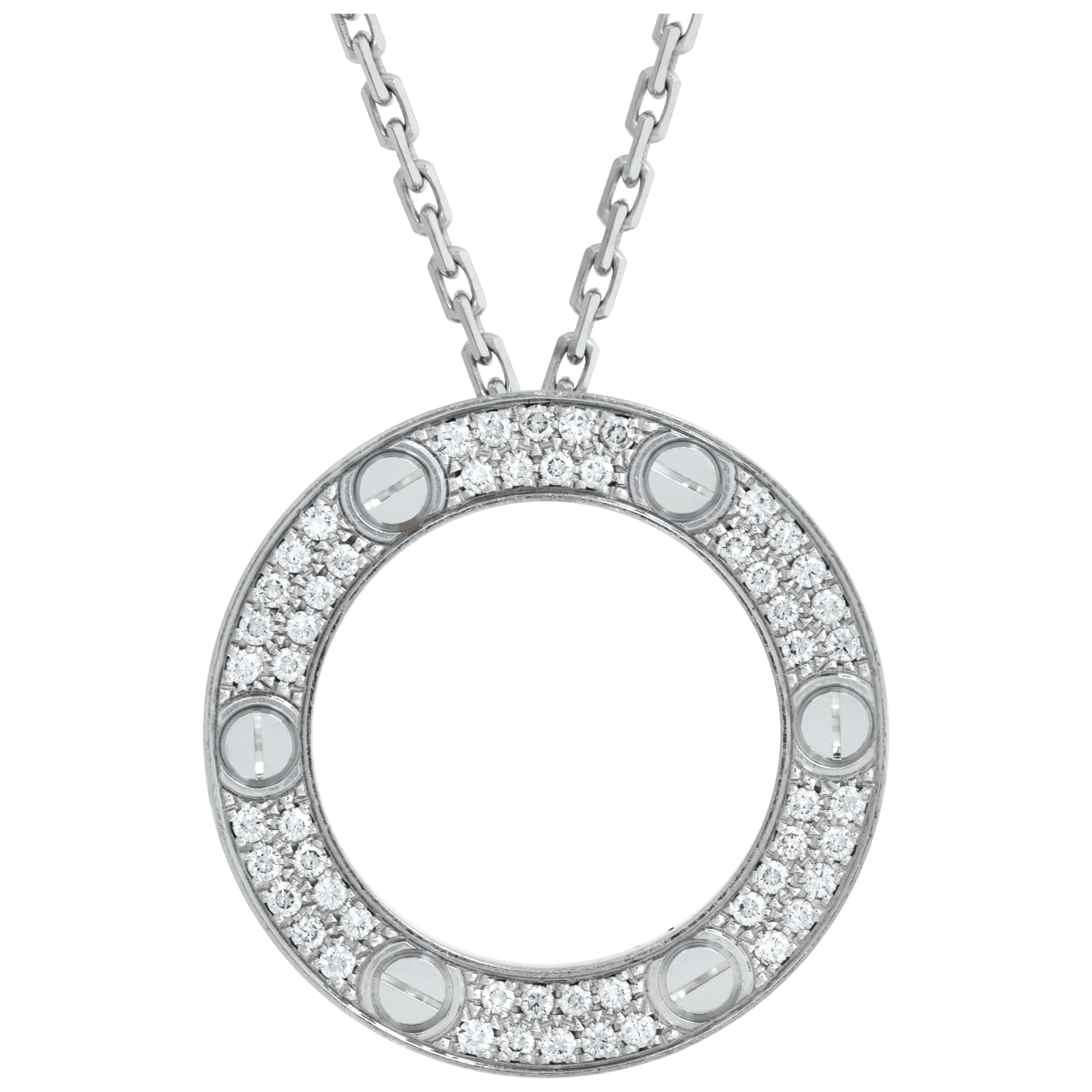 Authentic Cartier 18k White Gold 6 Diamond Love Trio Necklace | Fortrove