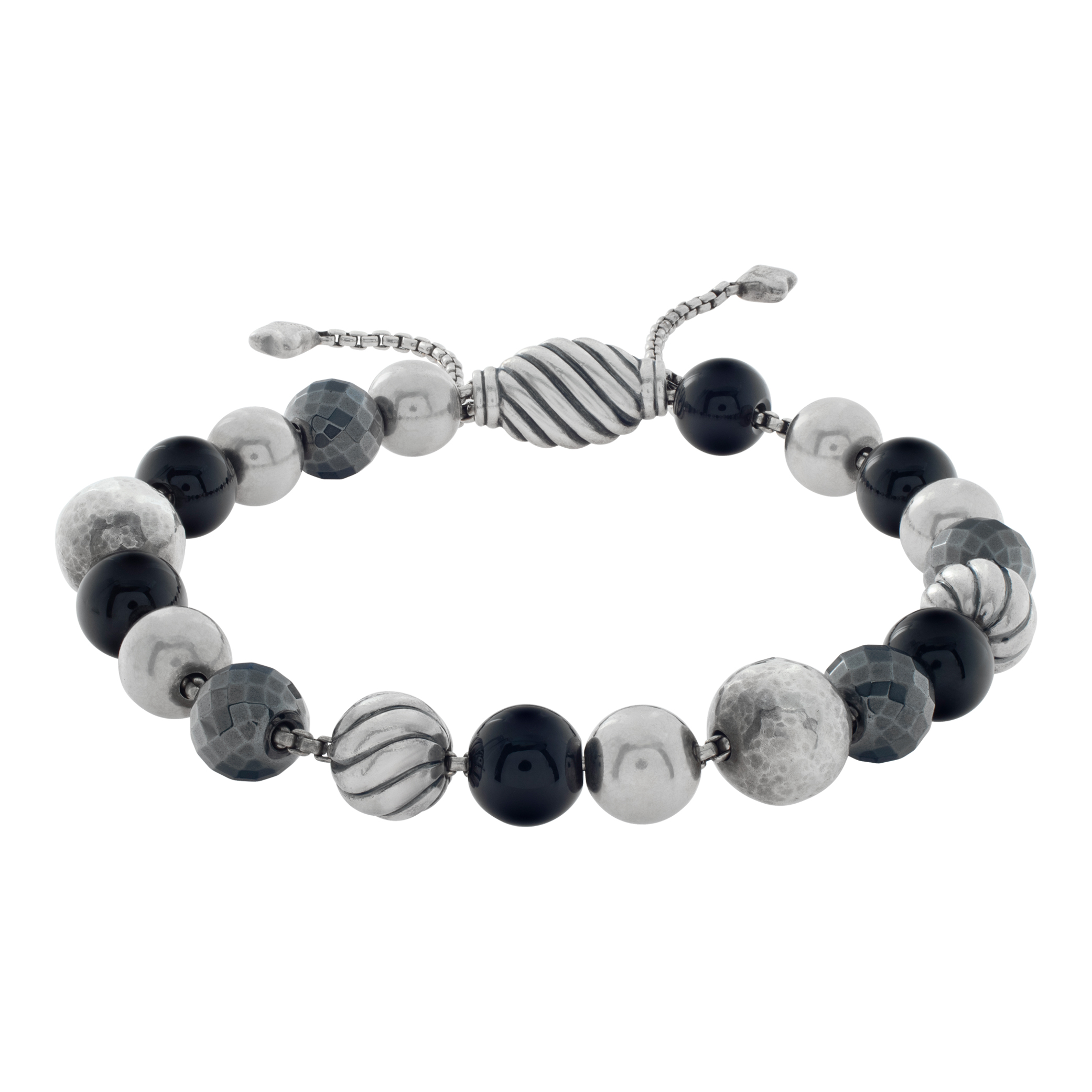 David Yurman Bracelet with Onyx and Hematite Beads in sterling silver