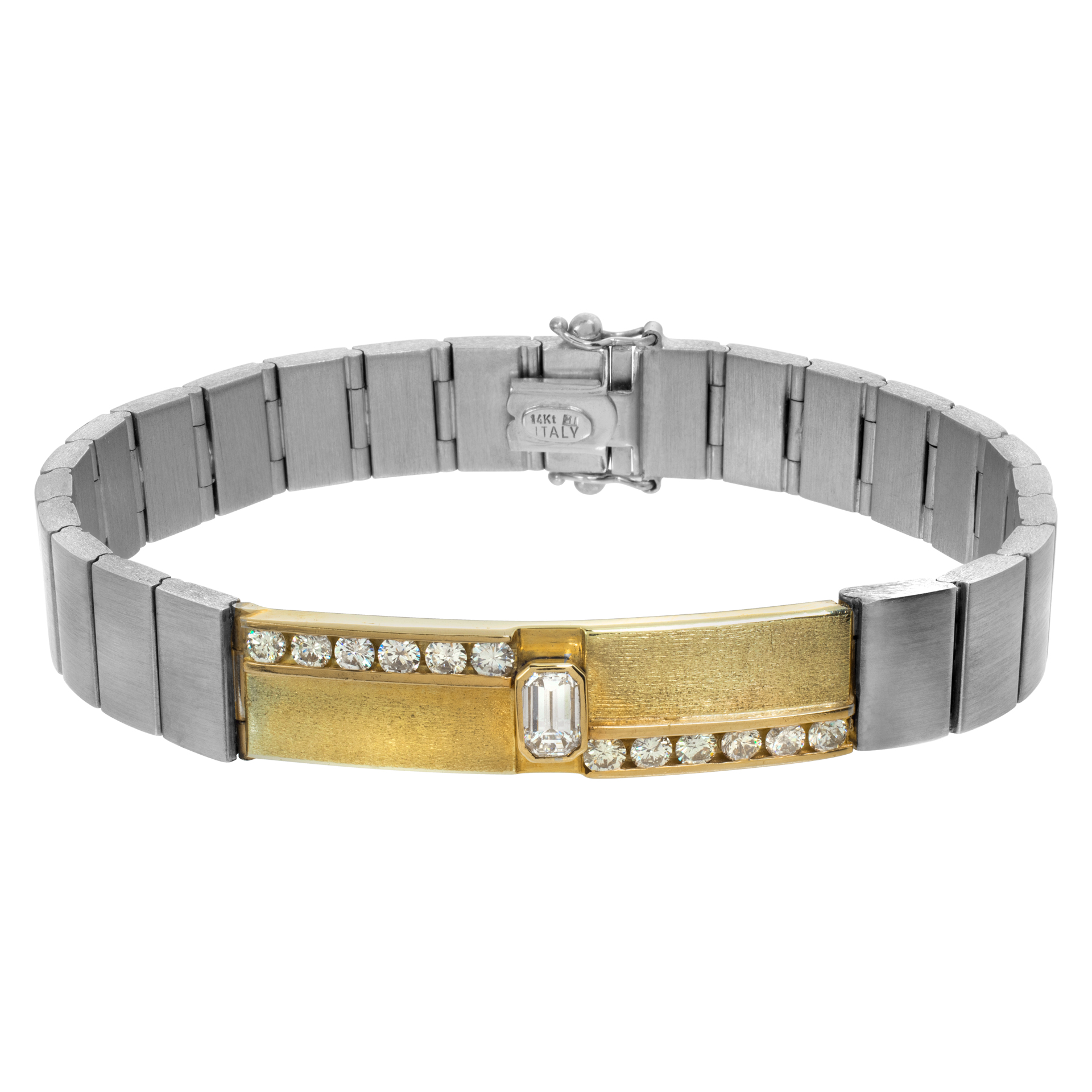 Matte finish diamond bracelet in 14k white & yellow gold