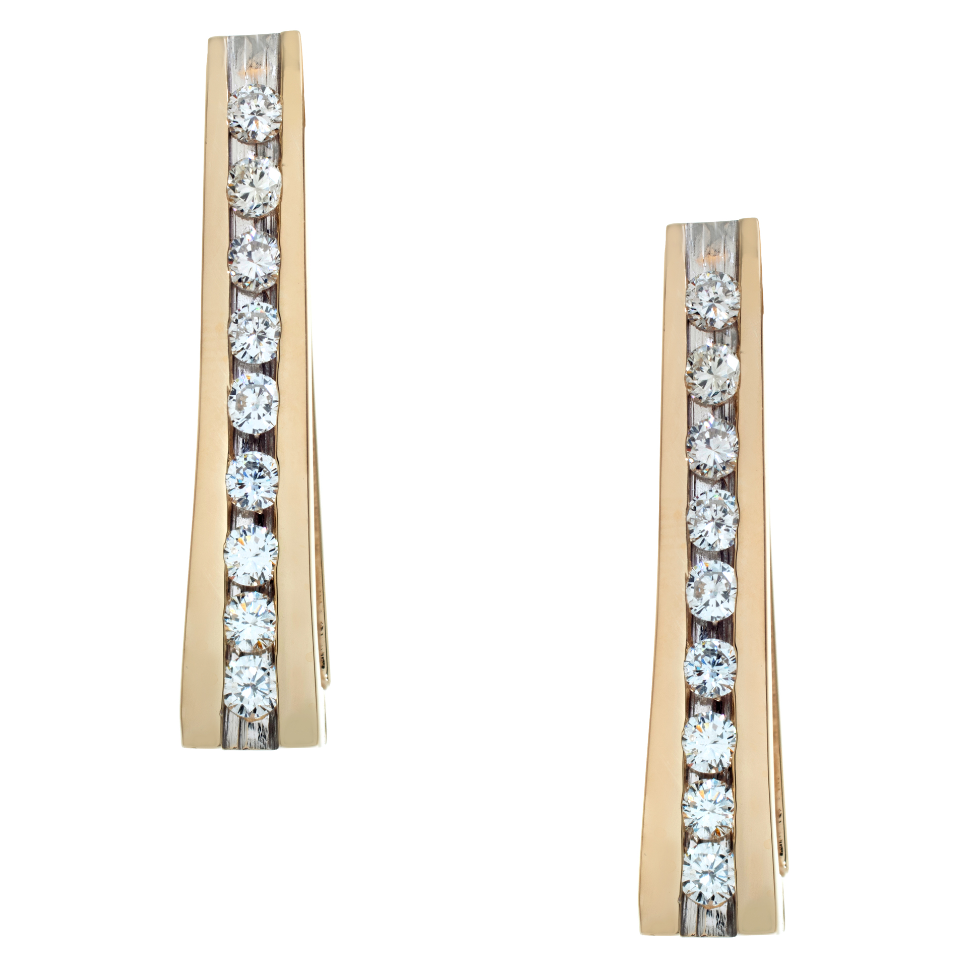 Geometric rectangular channel set diamond earrings in 18k (Stones)