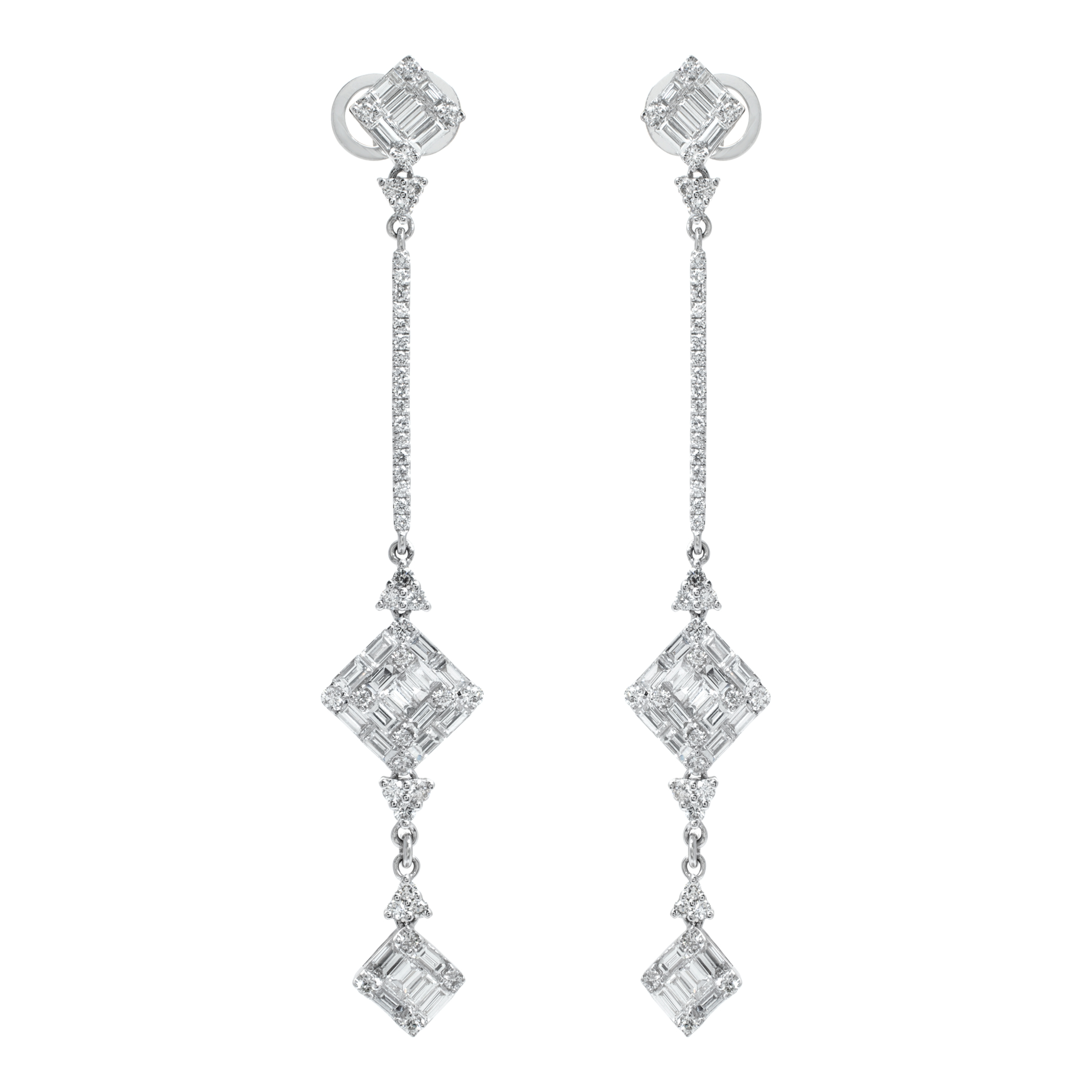 Hanging diamond earrings in 18k white gold (Stones)