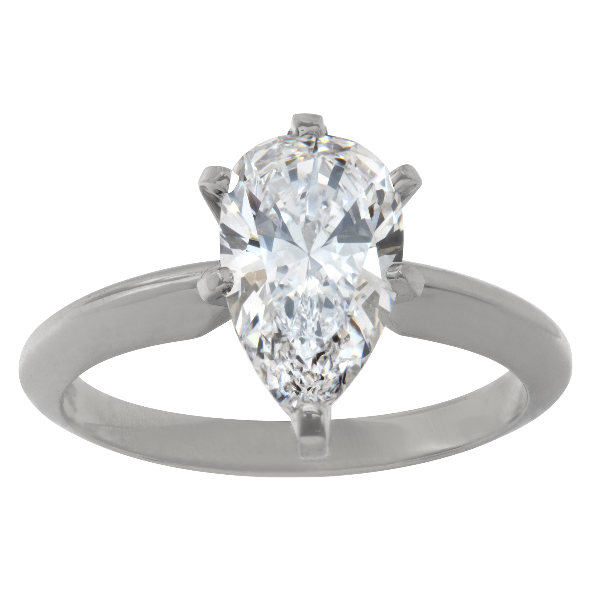 GIA certified pear brilliant cut 1.52 carat diamond (D color, SI1 clarity, Excellent polish) ring
