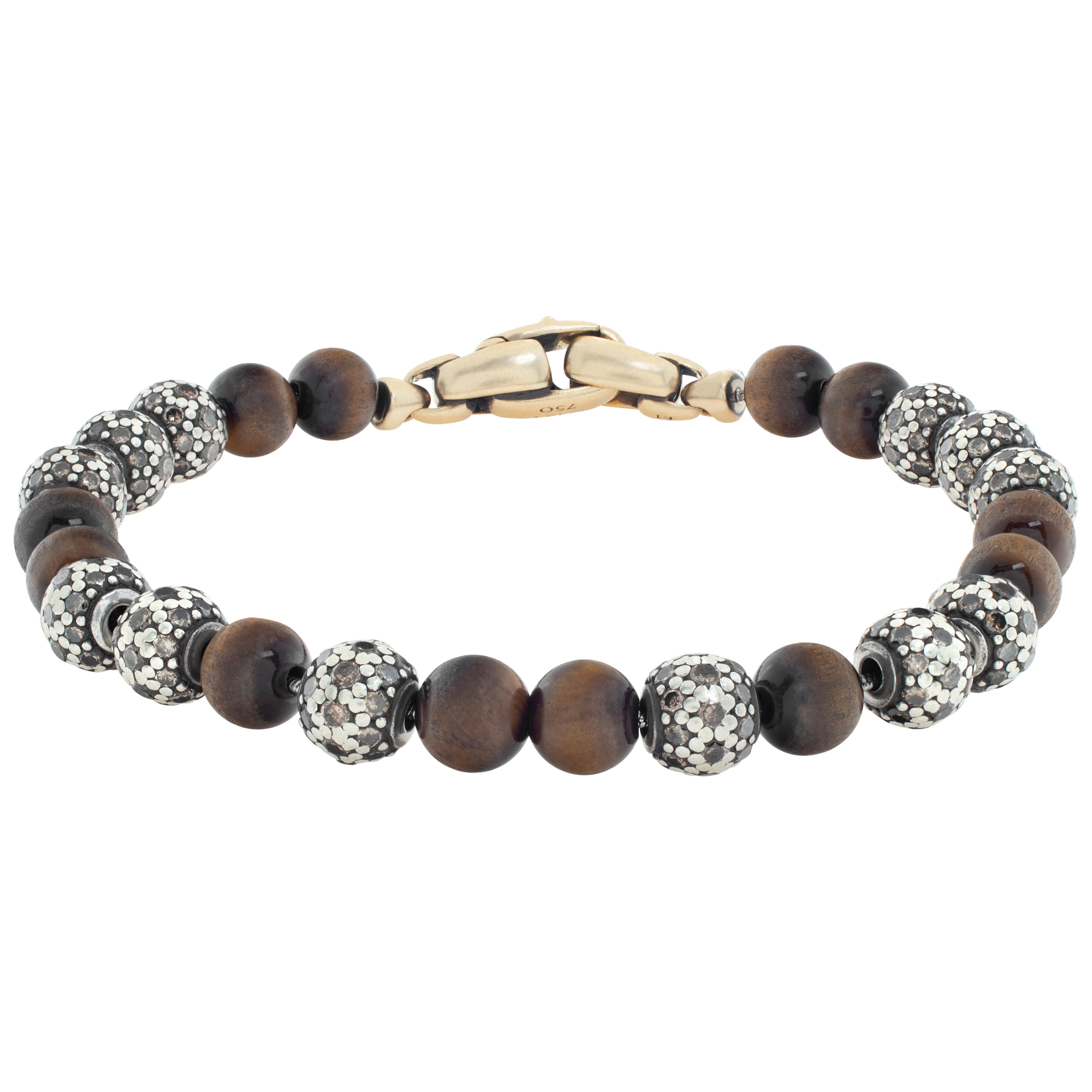 David Yurman Spiritual Bead bracelet with Tigers Eye and approx. 6.82 carats cognac diamonds in 18k