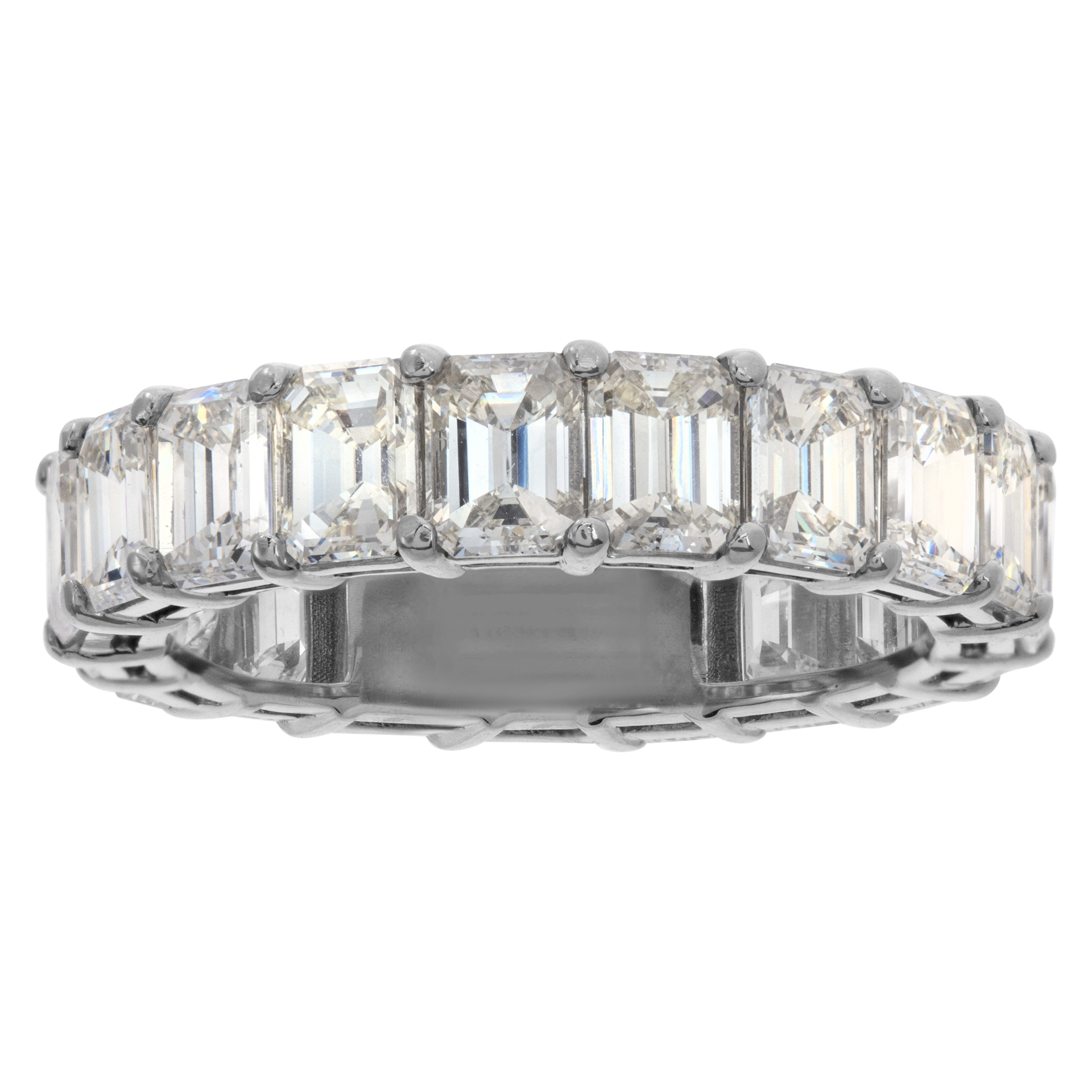 Emerald cut eternity band with approximately 6 carats set in platinum