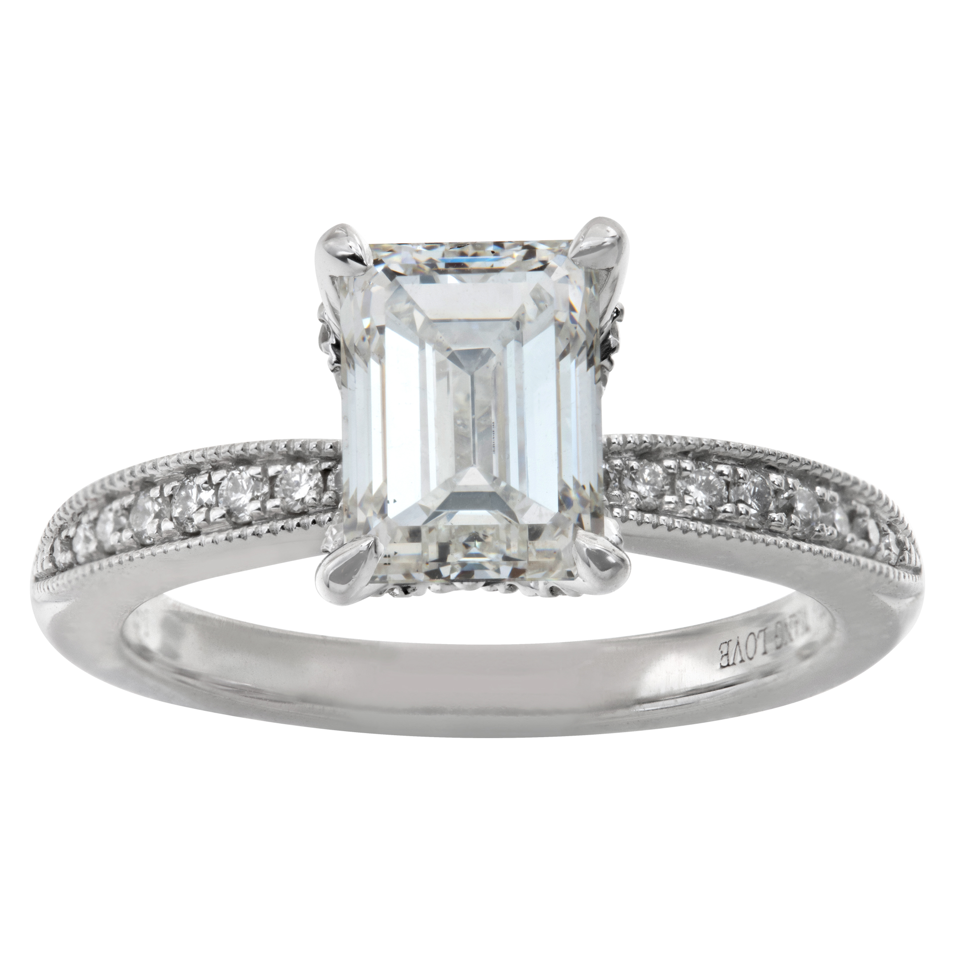GIA certified emerald cut diamond 2.00 carat (H color, SI2 clarity) set in Vera Wang setting (Stones)