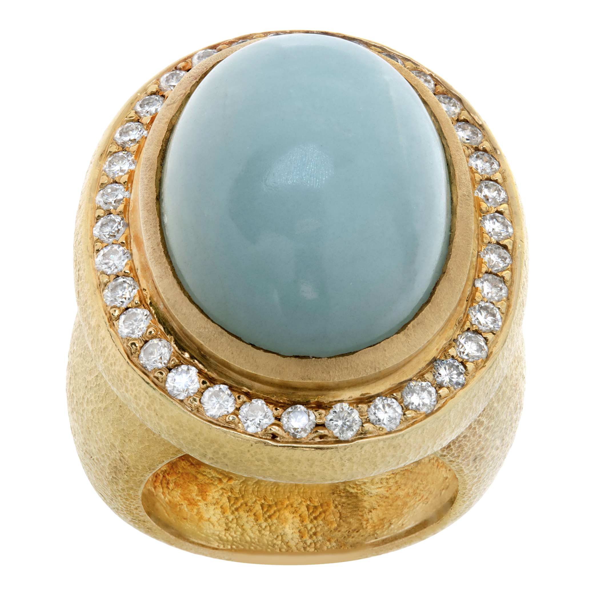 Seafoam chalcedony ring with 1 carat in diamonds