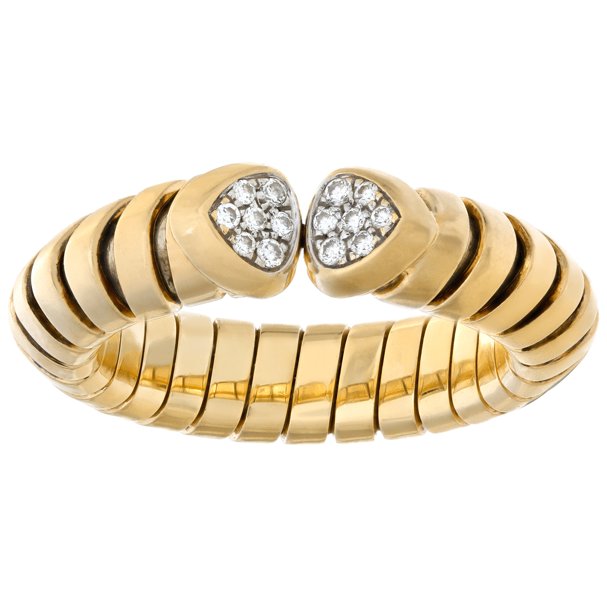  Marina B trisolina ring in 18k yellow gold with diamond accents