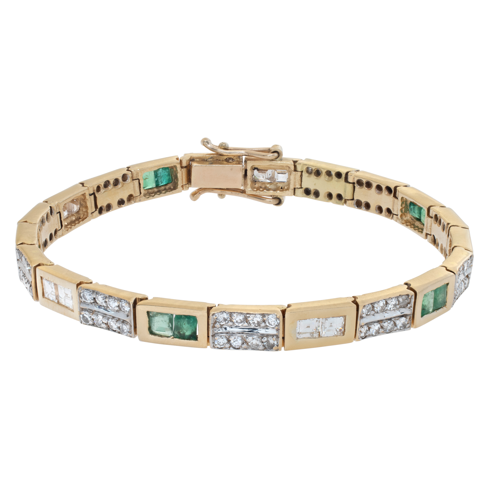 Emerald and diamonds bracelet in 14k white gold