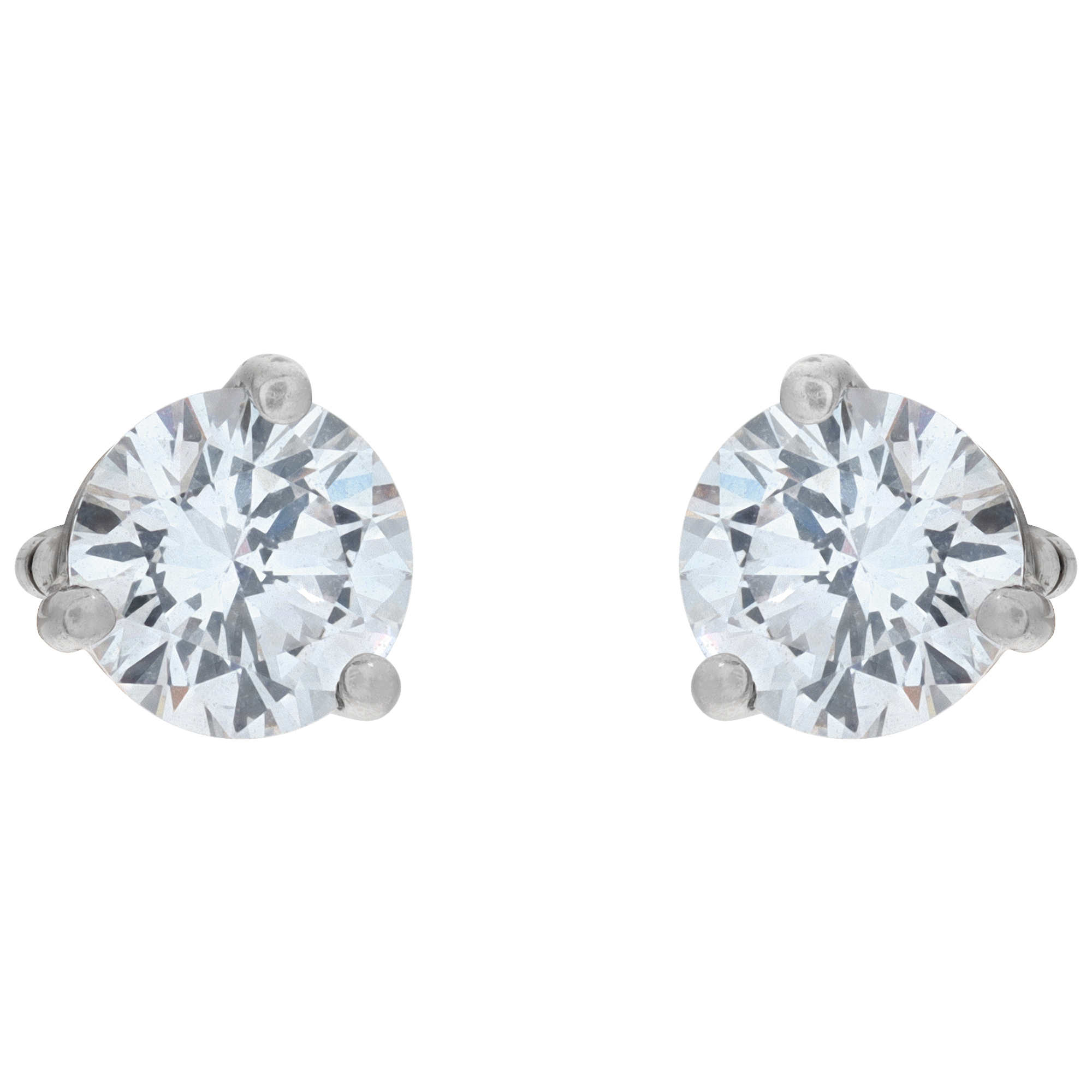 Round brilliant diamonds studs earrings in 18K white gold (Stones)